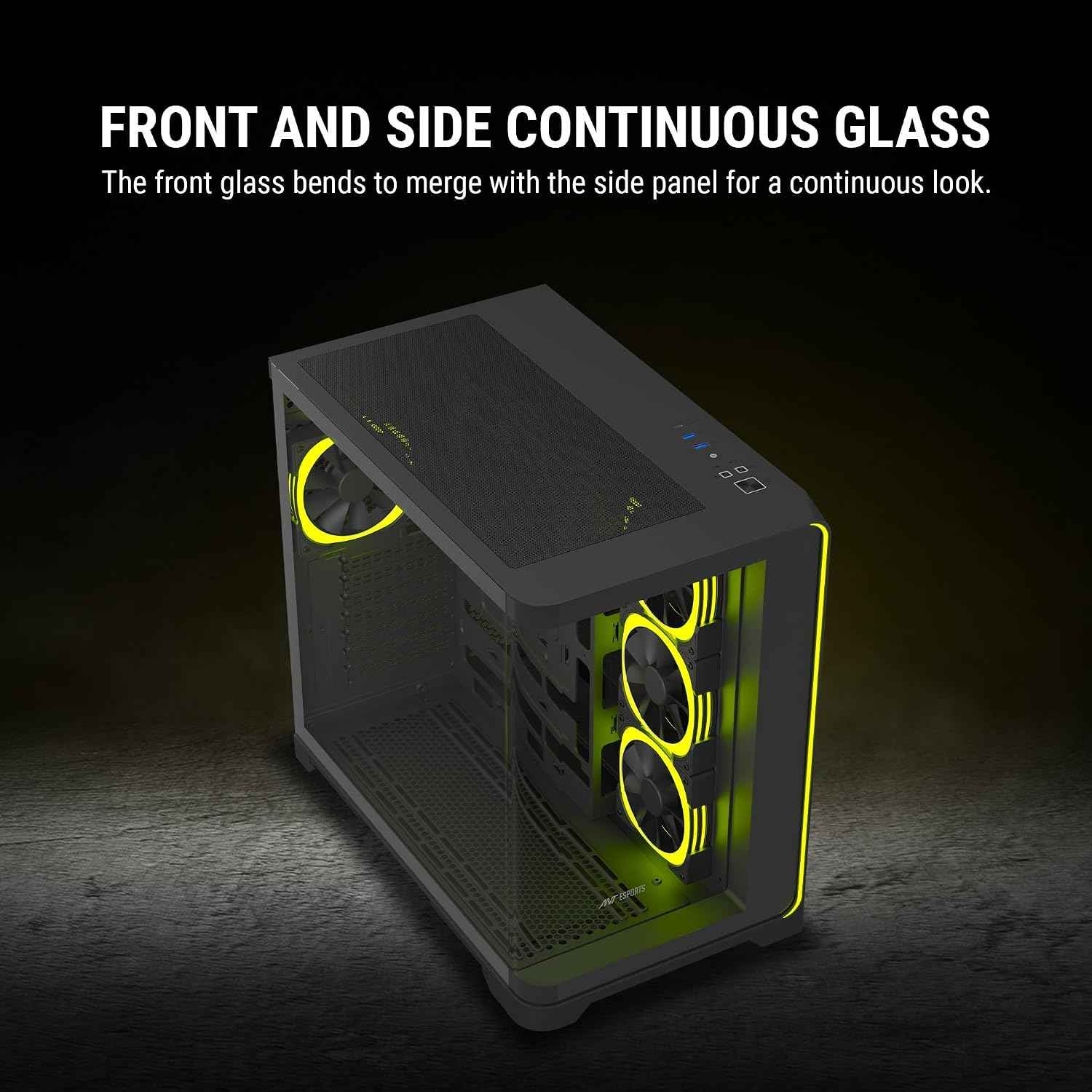 Ant Esports Crystal ARC Mid-Tower Computer Case/Gaming Cabinet - Black |Front Curved Glass|Support ATX, Micro-ATX, Mini-ITX | Pre-Installed 4 ARGB-PWM Fans