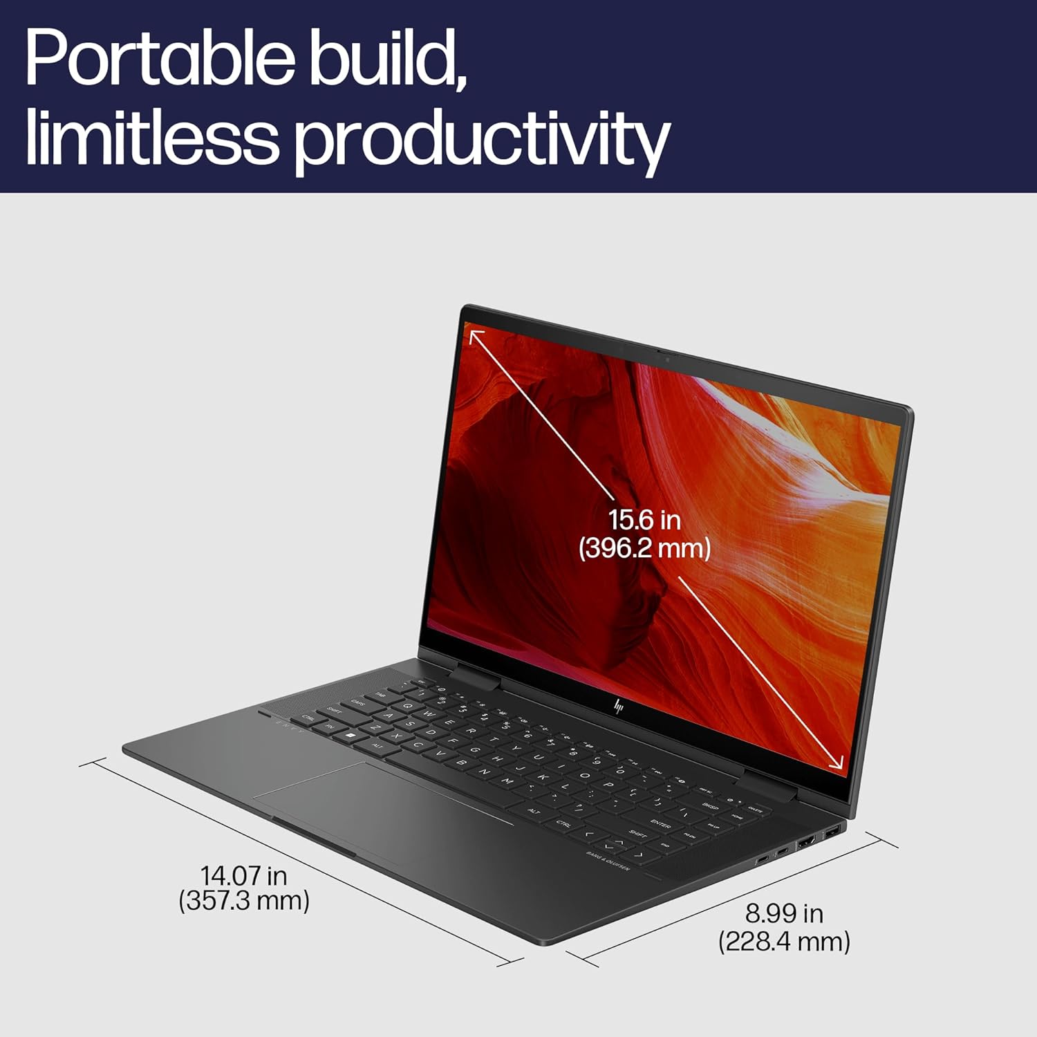 HP Envy x360, 13th Gen Intel Core i5-1335U, 15.6-inch (39.6 cm) FHD,Creator Laptop,16GB LPDDR5, 512GB SSD, Intel Iris Xe Graphics, 5MP IR Camera, B&O, Pen (Win 11,MSO, Black, 2.14 kg), 15-fe0027TU