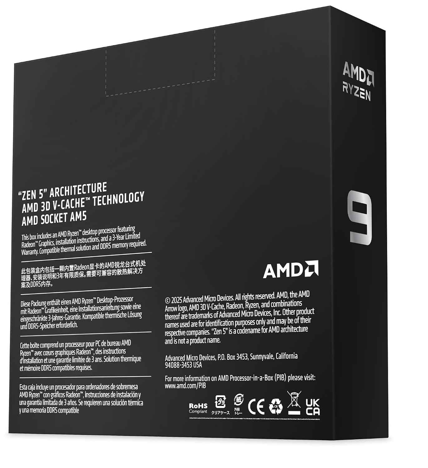 AMD Ryzen™ 9 9950X3D2 Dual Edition Desktop Processor with 3D V-Cache™ Technology, 16 cores and 32 Threads, Base Clock Upto Base Clock 4.7 GHz Up to 5.2 GHz AM5 Socket