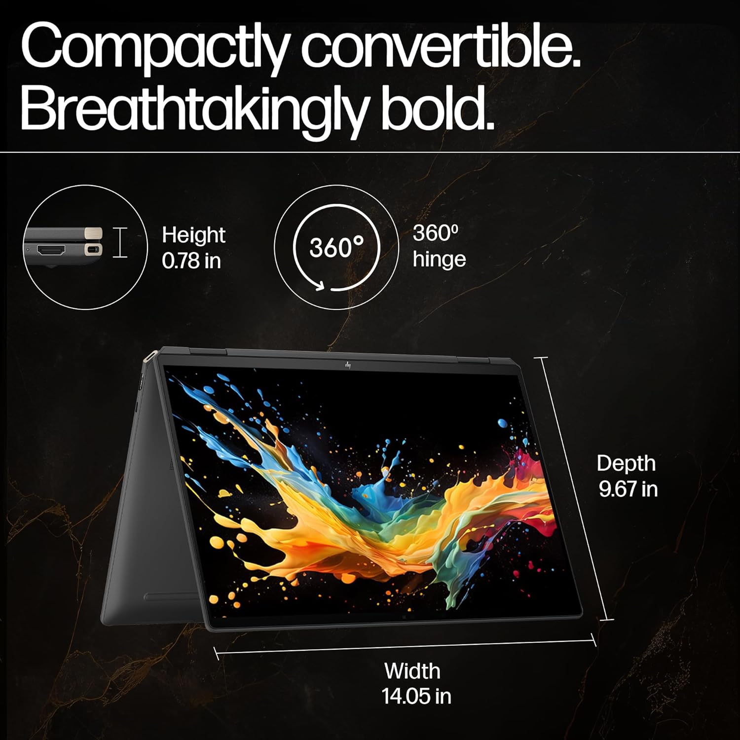 HP Spectre x360, Intel Evo Core Ultra 7 155H, Built-in AI, 16-inch (40.6 cm), WQXGA 400 nits 120Hz, 16GB LPDDR5x, Touch, 1TB SSD, FPR, 9MP IR Camera, Backlit KB (Win 11, Black, 2.07 kg), aa0015TU - Zapnet.in