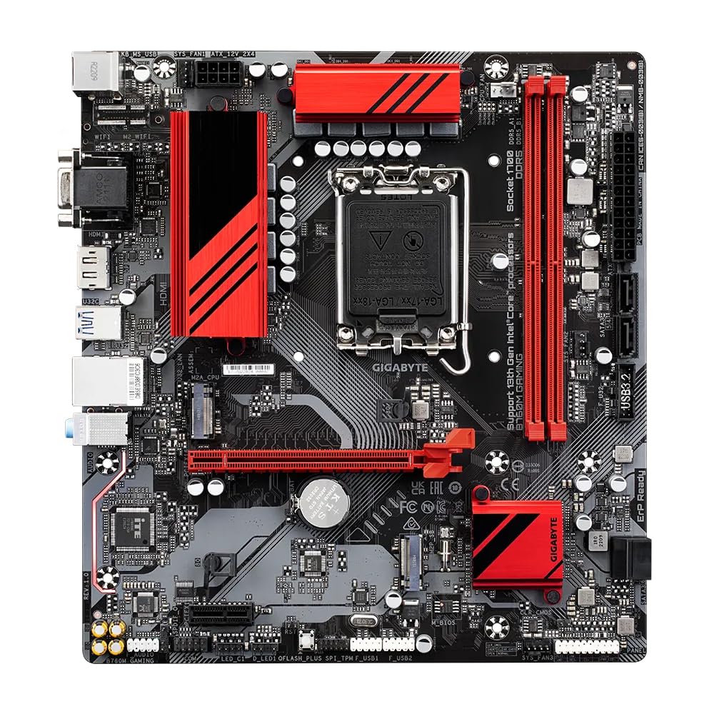GIGABYTE Intel B760M Gaming ATX Motherboard with 6+2+1 Phases Digital VRM Solution, Dual Channel DDR5:2*DIMMs XMP Memory Module Support,2 x DDR5 DIMM sockets Supporting up to 96 GB,DDR5
