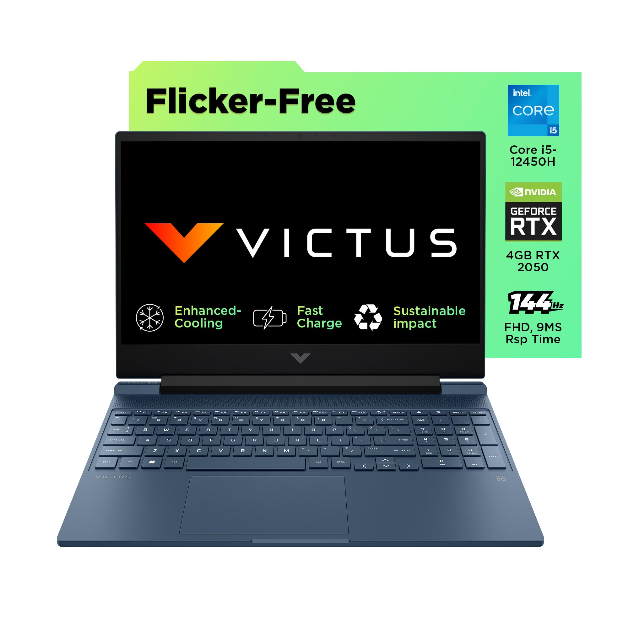 HP Victus, 13th Gen Intel Core i5-13420H, NVIDIA RTX 2050, 16GB DDR4, 1TB SSD (Win11, Office21, Silver, 2.3kg) 144Hz, 9MS, IPS, 15.6-inch(39.6cm) Flicker-free Gaming Laptop, Enhanced Cooling, fa1307tx