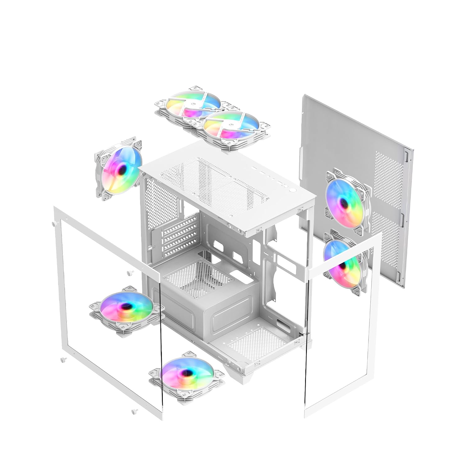 Ant Value Tempered_Glass CV200 Mid-Tower Computer Case/Gaming Cabinet - White | Support M-ATX, M-ITX | Pre-Installed 3 Static RGB Fans