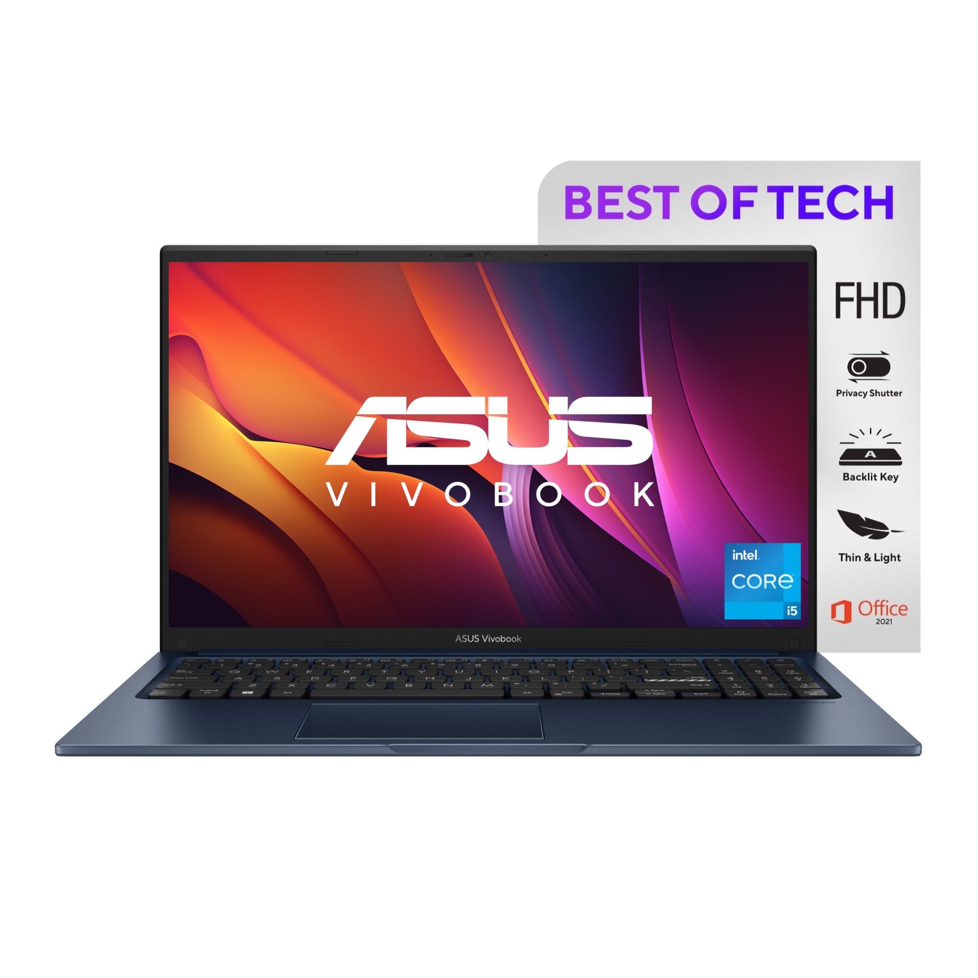 ASUS Vivobook 15, Intel Core i5-1235U 12th Gen, 15.6" (39.62 cm) FHD, Thin and Light Laptop (16GB RAM/512GB SSD/Win11//Backlit Keyboard/Silver/1.7 kg), X1504ZA-NJ542WS