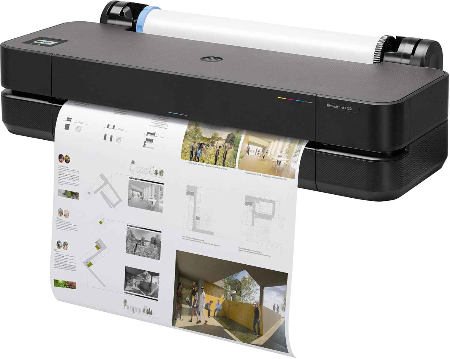 HP DesignJet T230 24 61 cm (5HB07D) Large Format Printer, Plotter, Standard A4-A1, 68 A1/h Prints, Wi-Fi, Ethernet, USB, 2400x1200 dpi, Recycled Metal, 1 Year Warranty, HP Click, Black
