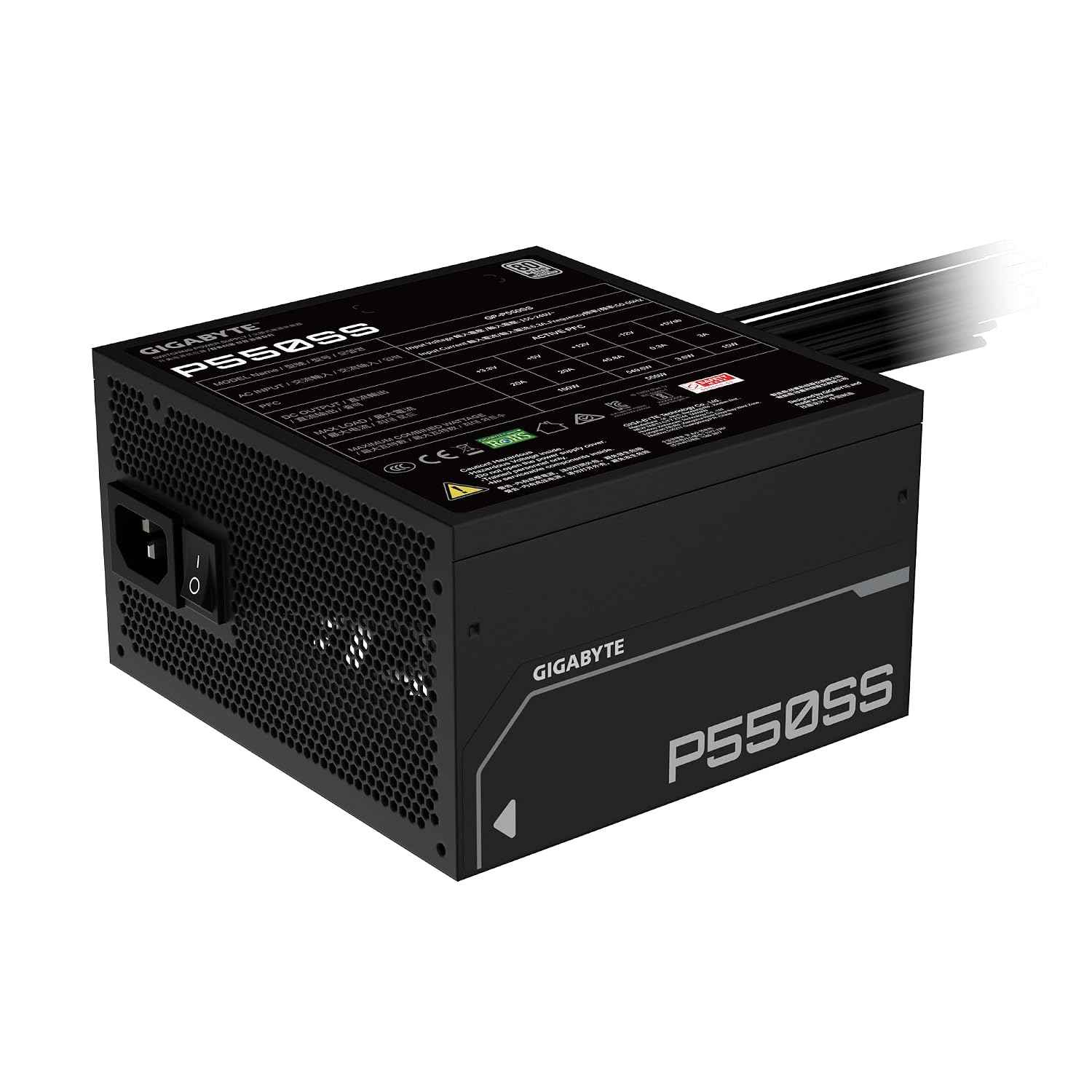 GIGABYTE GP-P550SS 550W ATX Power Supply (SILVER) | Non-Modular | 80 Plus Standard | Quiet Fan | Reliable Build