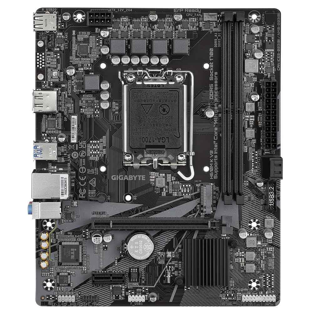 GIGABYTE H610M K V2 Motherboard | Intel H610 | Micro ATX | DDR4 | PCIe 4.0 | HDMI | USB 3.2 | Reliable Basic Board