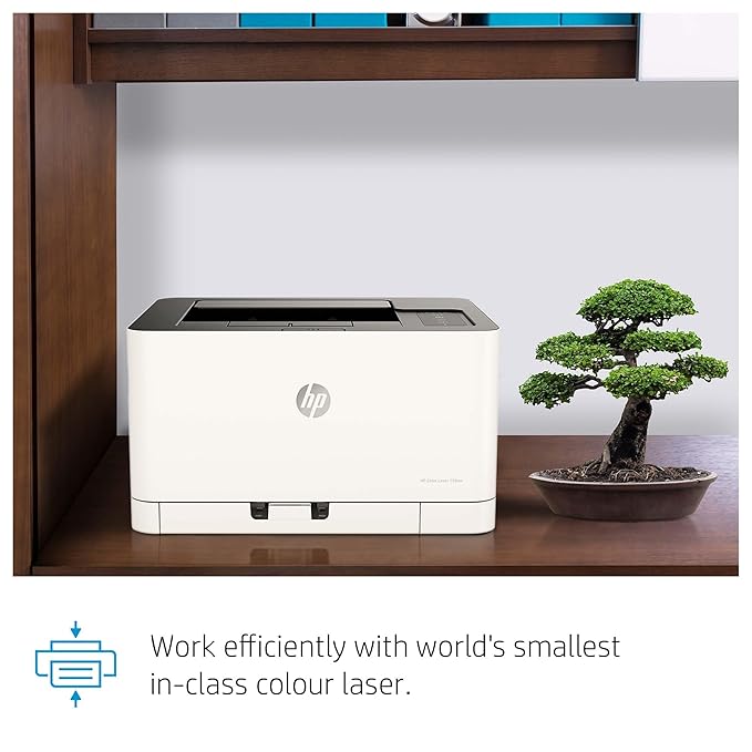 HP Colour Laser 150Nw Wireless Color Laser Printer with Built-in Ethernet and WiFi-Direct, Smallest Color Laser in Its Class, White - Zapnet.in