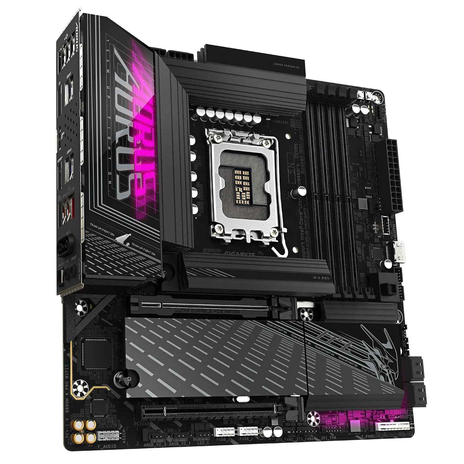 GIGABYTE B860M Aorus PRO WIFI7 Micro-ATX Motherboard – LGA1851, DDR5 9200(OC), PCIe 5.0, USB4, Wi-Fi 7, 2.5GbE LAN