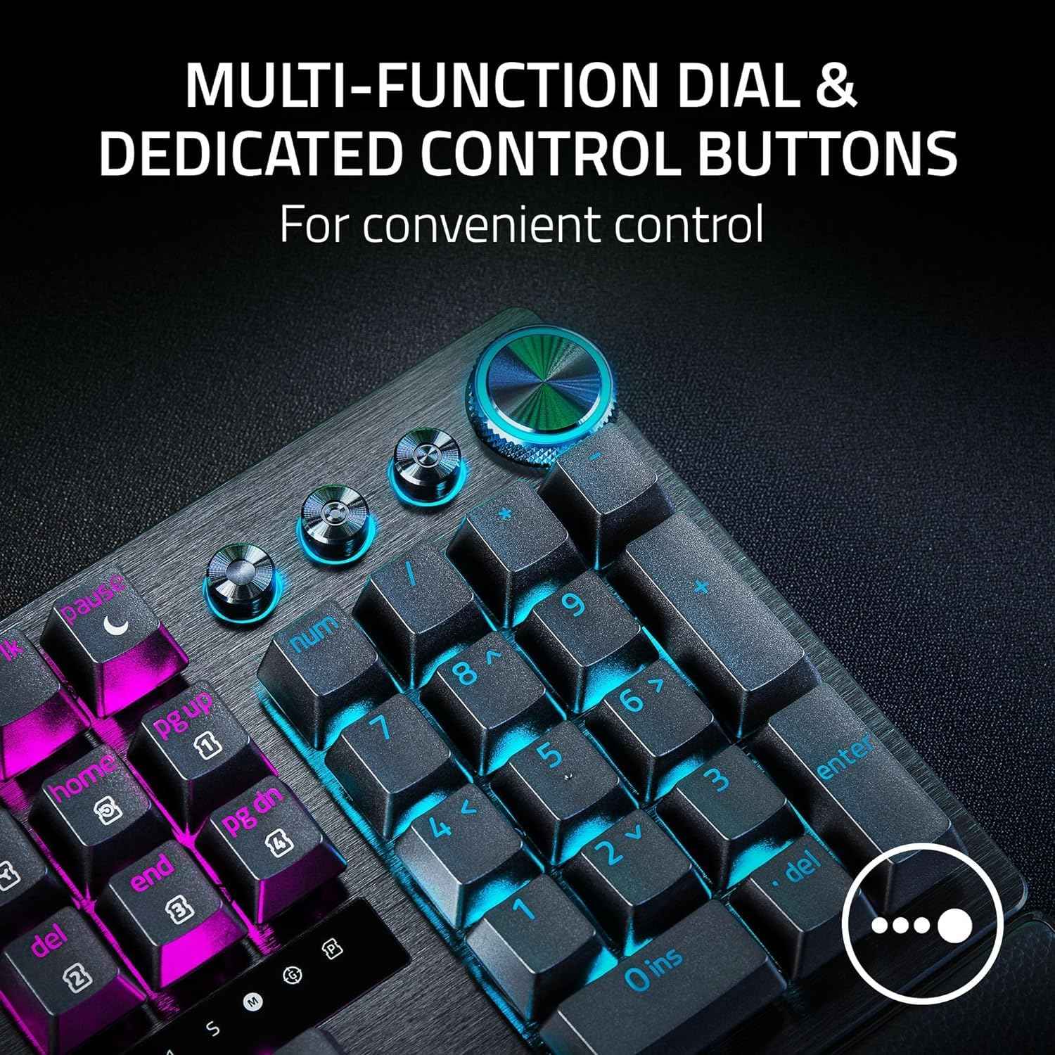 Razer Huntsman V3 Pro Esports Gaming Keyboard, Analog Optical Switches w/Rapid Trigger & Adjustable Actuation, Media Keys & Dial, Doubleshot PBT Keycaps, Aluminum Top Plate, Wrist Rest - Black