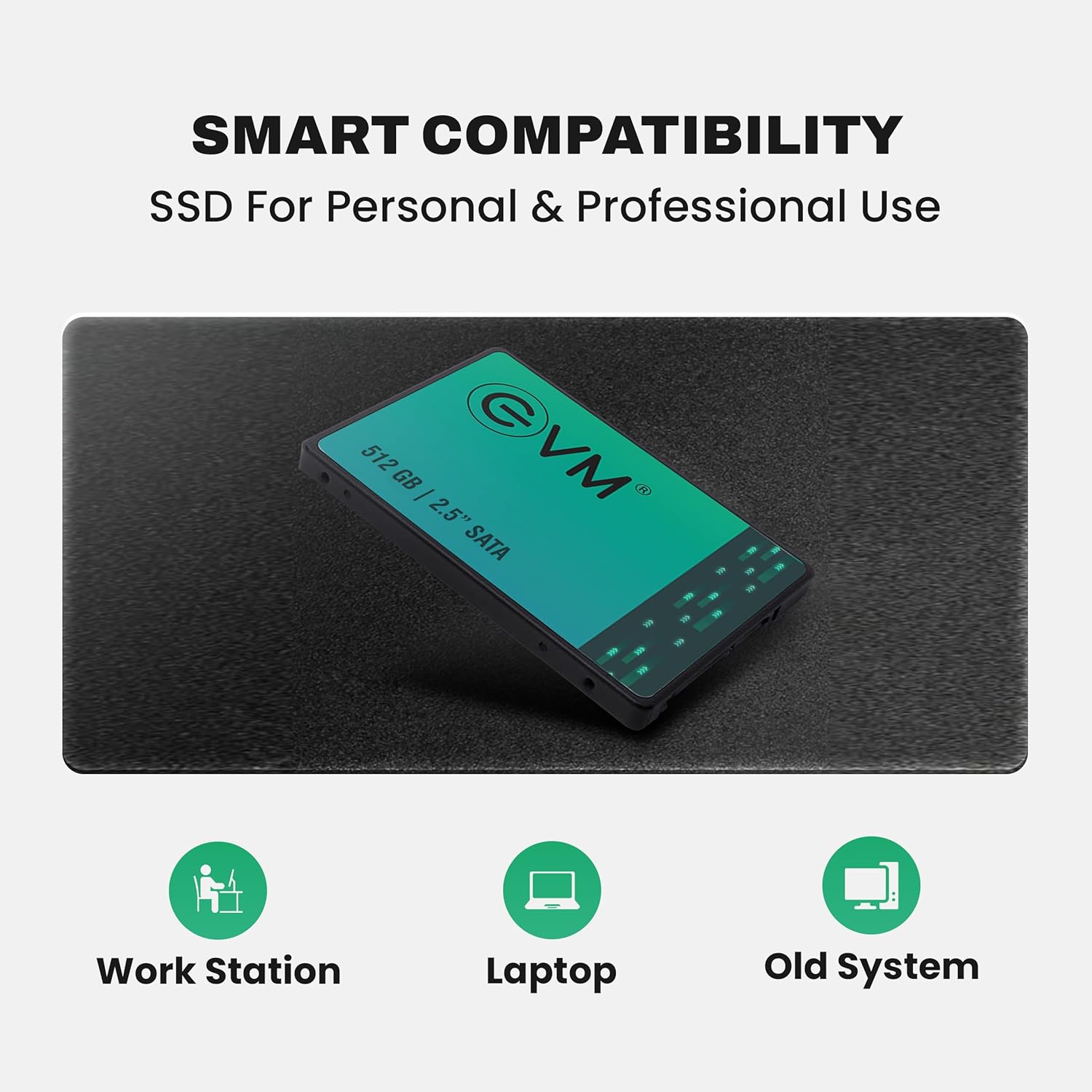 EVM 512GB 2.5-Inch SATA III Internal SSD – 550MB/s Read & 500MB/s Write, 3D NAND, 5-Year Warranty, Laptop & Desktop Solid State Drive (EVM25/512GB)
