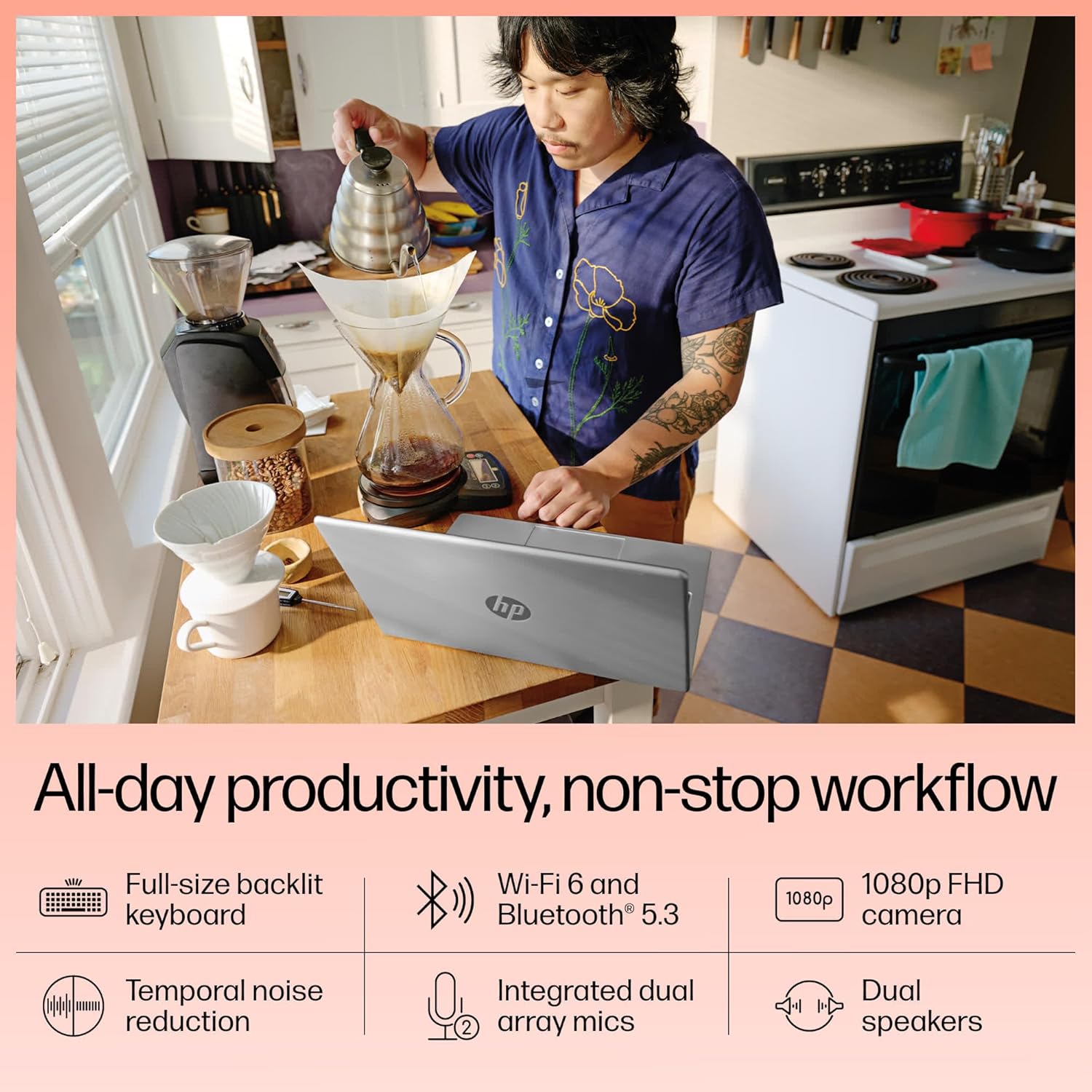 HP 14, 13th Gen Intel Core i5-1335U, 16GB DDR4, 512GB SSD, (Win 11, Office 21, Silver, 1.4kg), Anti-Glare, IPS, 14-inch(35.6cm) FHD Laptop, Intel Iris Xe Graphics, FHD Camera, Backlit KB, gr0001TU