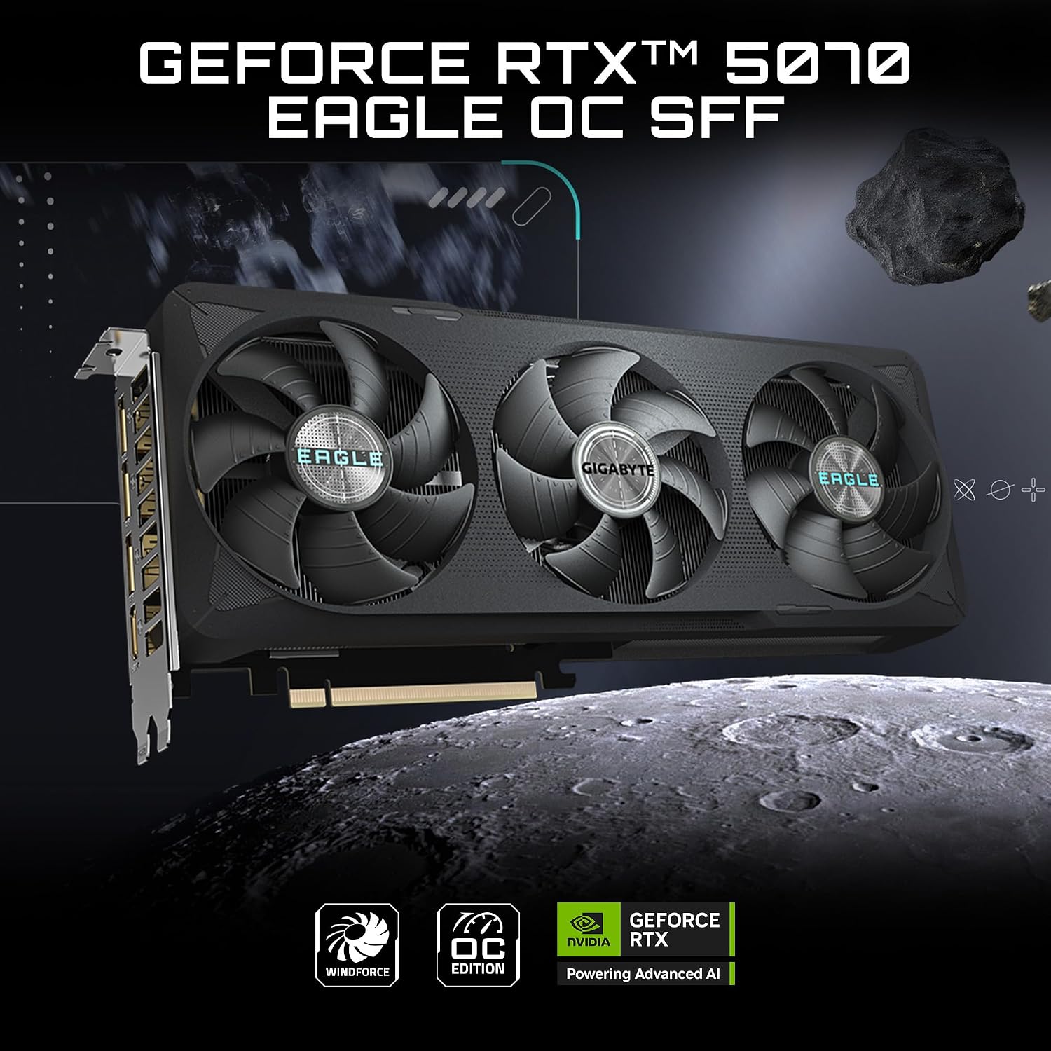 GIGABYTE GeForce RTX 5070 Eagle OC ICE SFF 12G Graphics Card, 12GB 256-bit GDDR7, PCIe 5.0, WINDFORCE Cooling System, GV-N5070EAGLEOC ICE-12GD Video Card