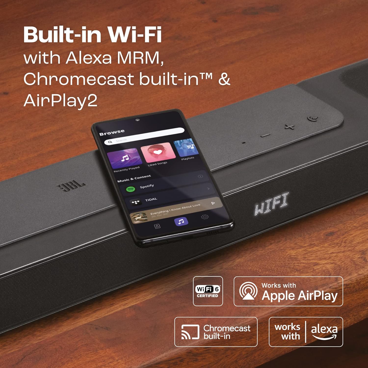 JBL Bar 800 Pro, 7.1 (5.1.2) Channel Truly Wireless Soundbar with True Dolby Atmos® 3D Surround Sound, 10” Down-Firing Wireless Subwoofer, PureVoice, HDMI eARC, Bluetooth, Wi-Fi & Optical Input (720W) - Zapnet.in