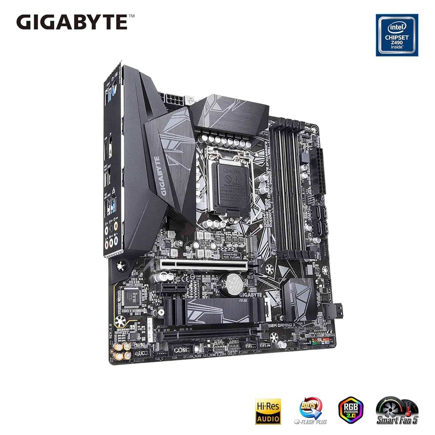 GIGABYTE Z490M Gaming X Motherboard with Direct 11+1 Phases Power Design, 2-Way Crossfire Multi-Graphics, USB 3.2 Gen2 Type-C, M.2 with Thermal Guard, Smart Fan 5, RGB Fusion 2.0.