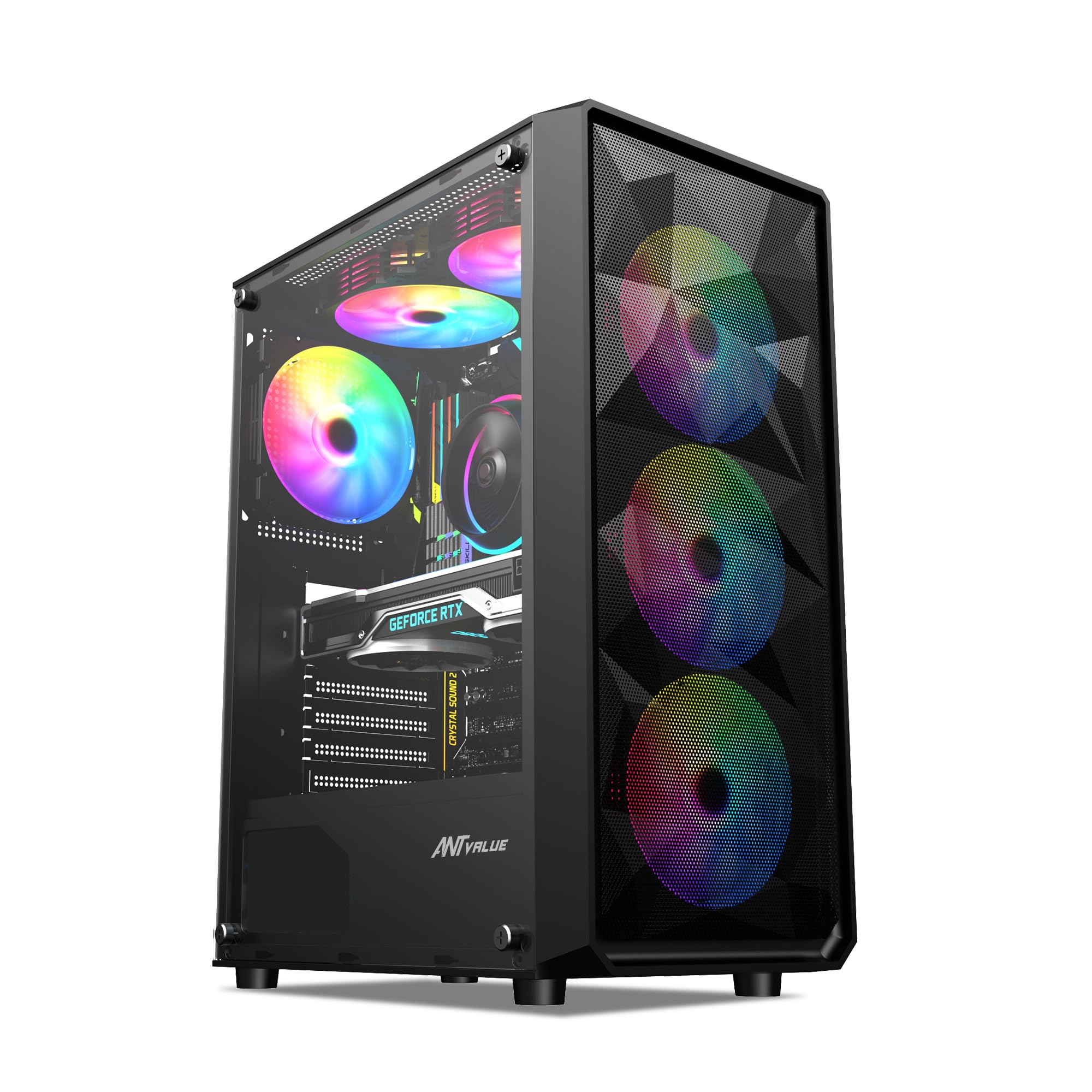 Ant Value VM45 Mid-Tower Computer Case/Gaming Cabinet - Black | Support M-ATX, ITX | Pre-Installed 4 Fans