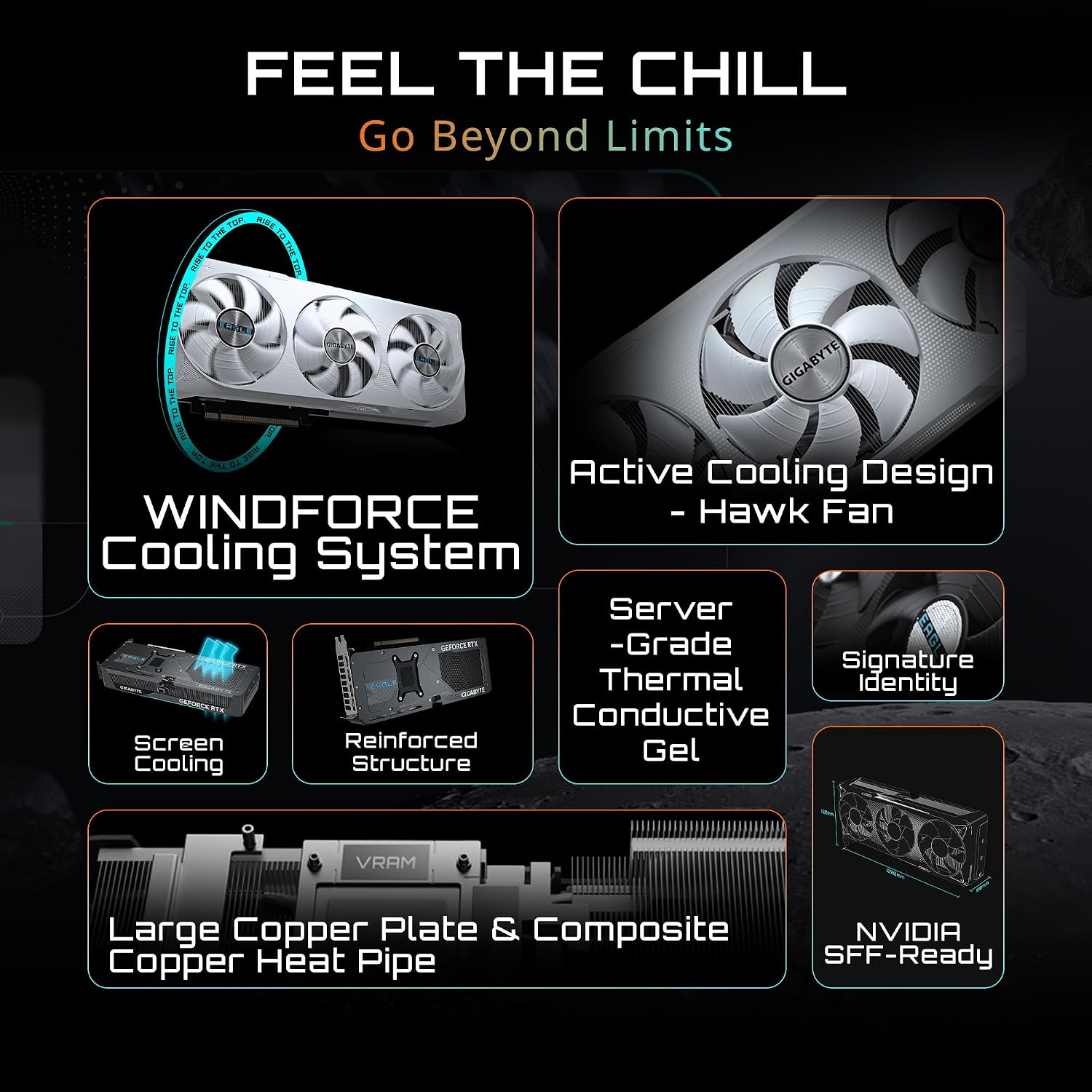 GIGABYTE GeForce RTX 5070 Eagle OC ICE SFF 12G Graphics Card, 12GB 256-bit GDDR7, PCIe 5.0, WINDFORCE Cooling System, GV-N5070EAGLEOC ICE-12GD Video Card