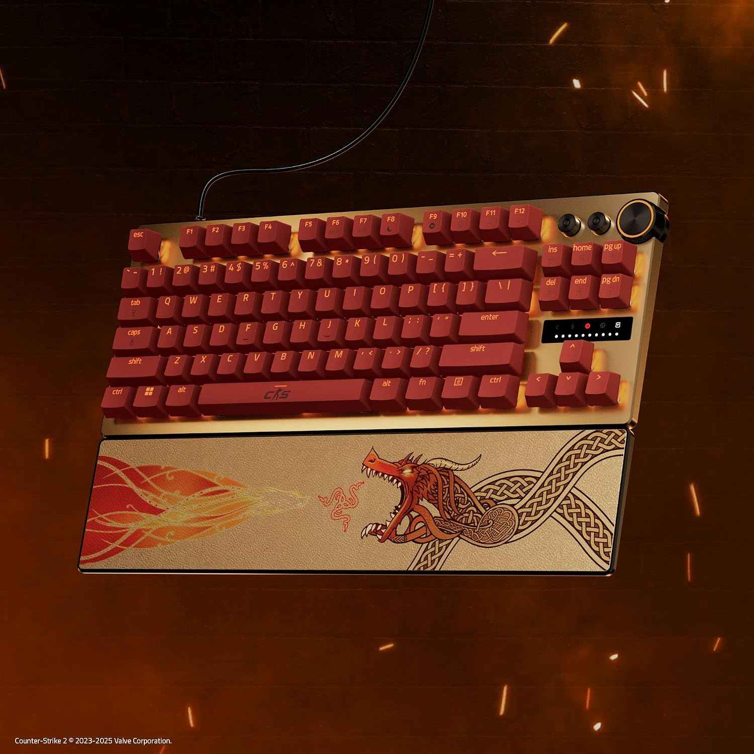 Razer Huntsman V3 Pro TKL Esports Gaming Keyboard, Counter Strike 2 Edition | Analog Optical Switches Gen 2, Razer Snap Tap, Rapid Trigger, Adjustable Actuation, Media Keys & Dial, PBT Keycaps