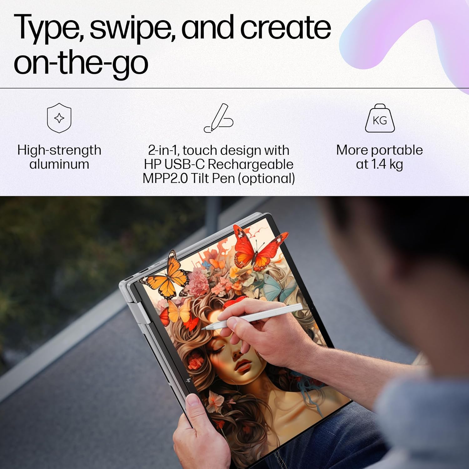 HP Envy x360, Enhanced by AI, AMD Ryzen 5 8640HS, 14-inch (35.6 cm), WUXGA, 16GB LPDDR5, 512GB SSD, AMD Radeon Graphics, 5MP IR Camera, Poly Studio (Win 11, MSO 2021, Silver, 1.44 kg), fa0038AU