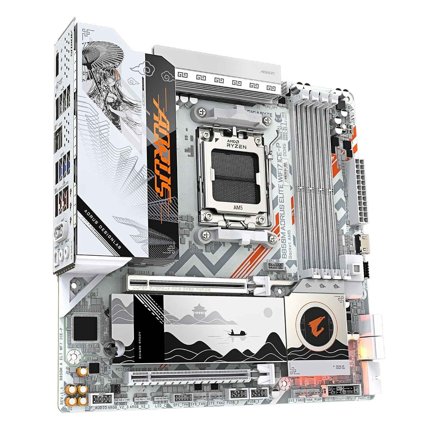 GIGABYTE B850M AORUS Elite WIFI7 ICE-P AMD Motheboard Socket AM5, Supports AMD Ryzen™ 9000/8000 / 7000 Series Processors,X3D Turbo Mode, 2.5 GbE LAN, Wi-Fi 7 + Bluetooth 5.4,2 x M.2 Slots