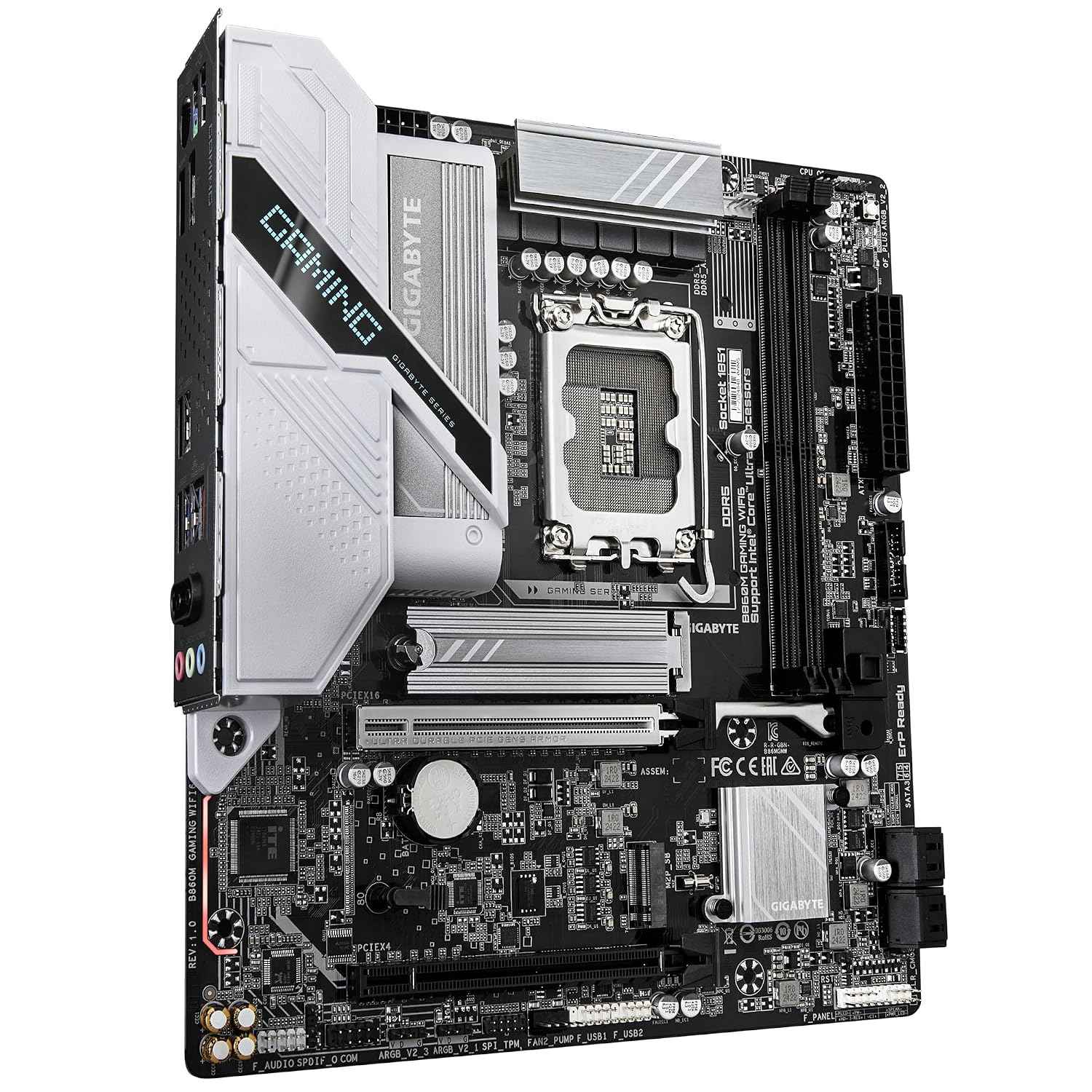 GIGABYTE B860M Gaming WIFI6 Micro-ATX Motherboard – LGA1851, DDR5 9066(OC), PCIe 5.0, .5GbE LAN, Wi-Fi 6, Bluetooth 5.3