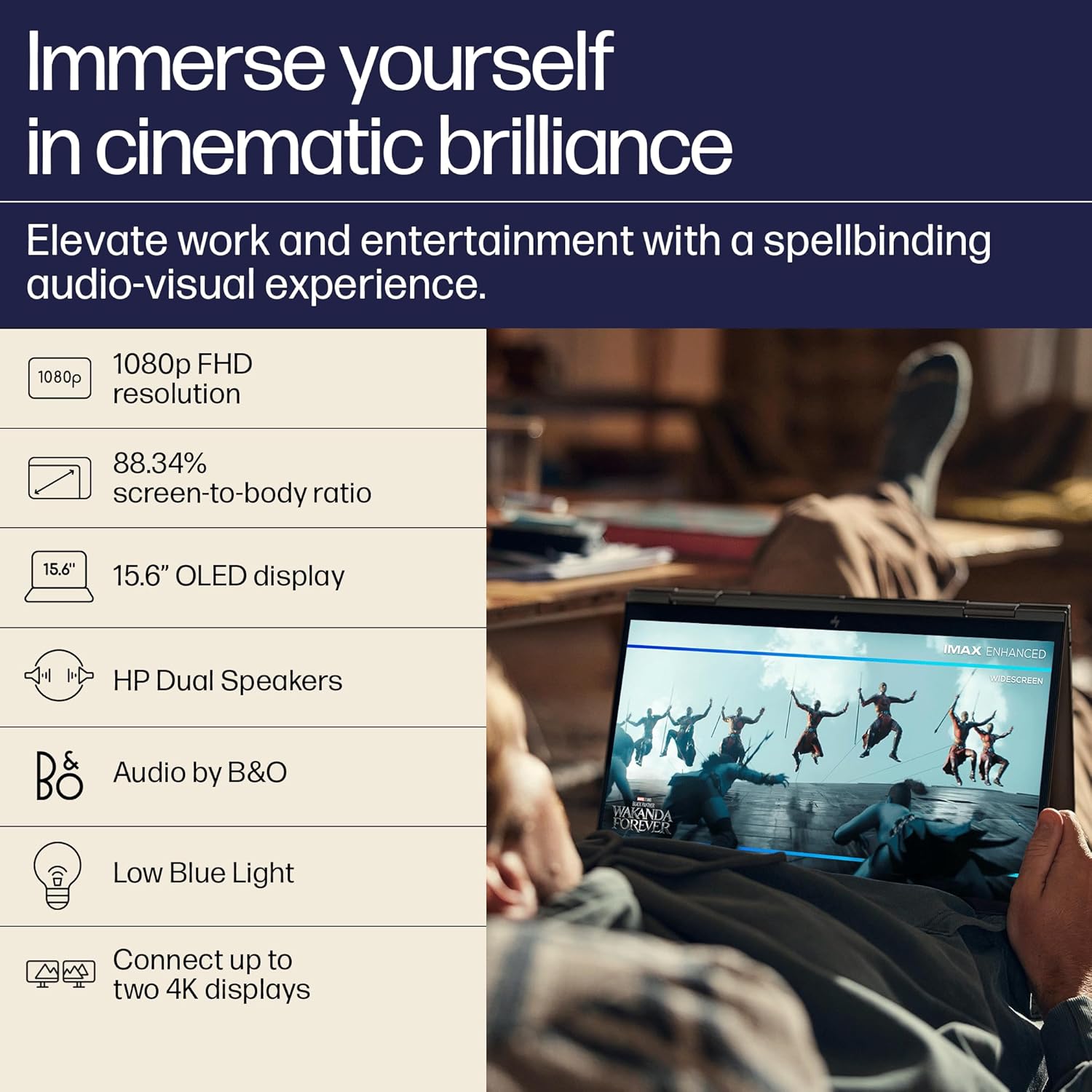 HP Envy x360, 13th Gen Intel Core i5-1335U, 15.6-inch (39.6 cm) FHD,Creator Laptop,16GB LPDDR5, 512GB SSD, Intel Iris Xe Graphics, 5MP IR Camera, B&O, Pen (Win 11,MSO, Black, 2.14 kg), 15-fe0027TU