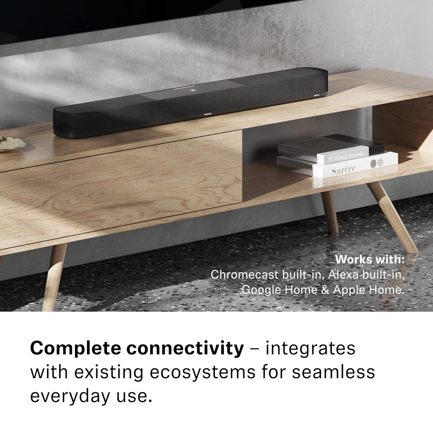 Sennheiser AMBEO Soundbar Plus - 400 Watts with Immersive 3D Surround Sound, Virtual 7.1.4 Speaker Setup, Built-in 4 Dual Subwoofers, Alexa Built-in and Dolby Atmos, 2 Years Warranty