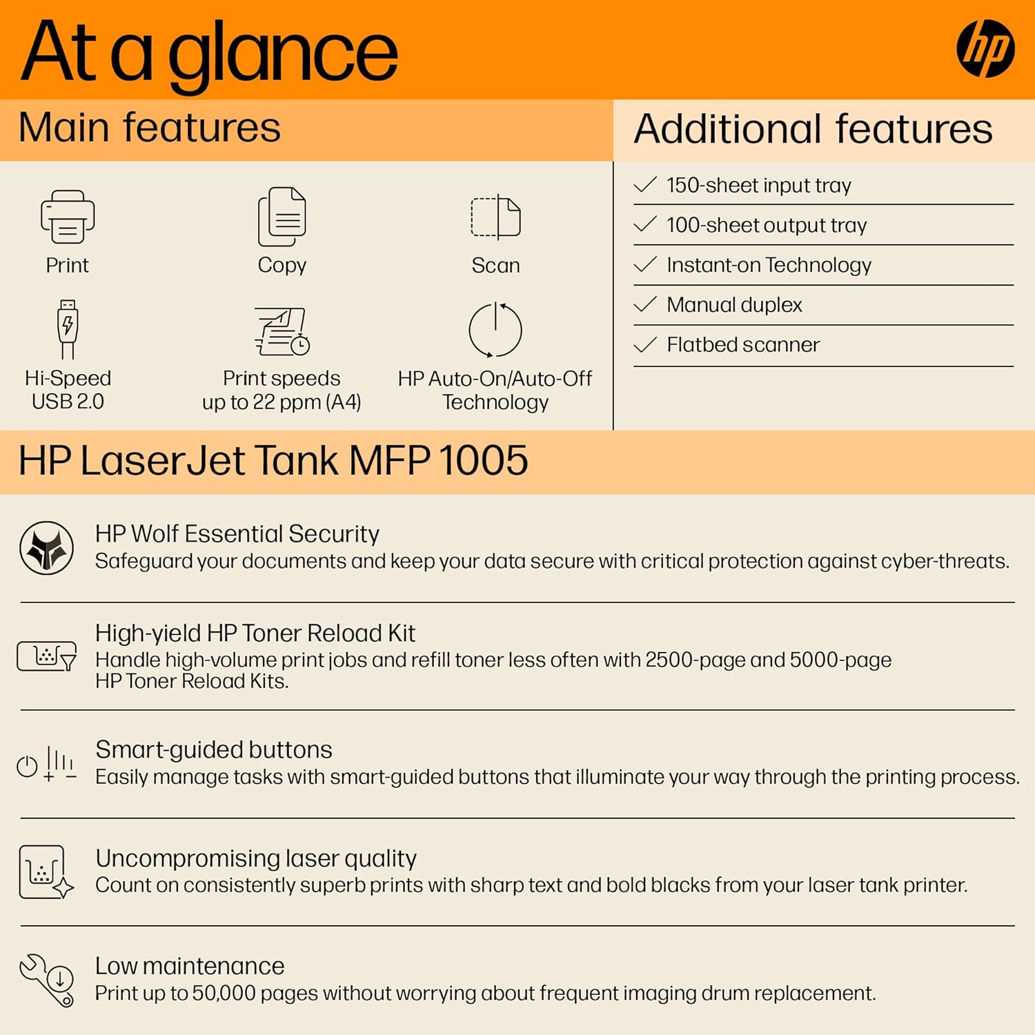 HP Laserjet Tank MFP 1005W,Wireless,Print,Copy,Scan,Hi-Speed USB 2.0,Bluetooth Monochrome Laser Printers Le,Up to 22 Ppm,150-Sheet Input Tray,100-Sheet Output Tray,1-Year Warranty,Black&White,381U4A