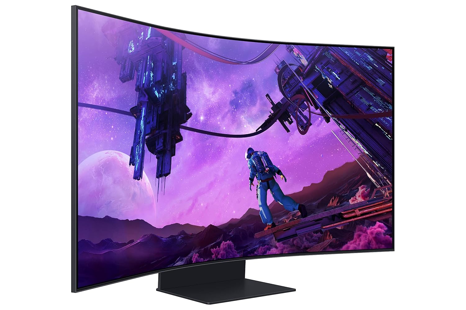 Samsung 55" Odyssey Ark, 4K UHD, 165 Hz, 1 Ms, 1000R Curved Gaming Monitor, Cockpit Mode, Mini-LED, Matte Display, Sound Dome, AMD FreeSync Premium Pro, Gaming Hub (LS55BG970NWXXL, Black)