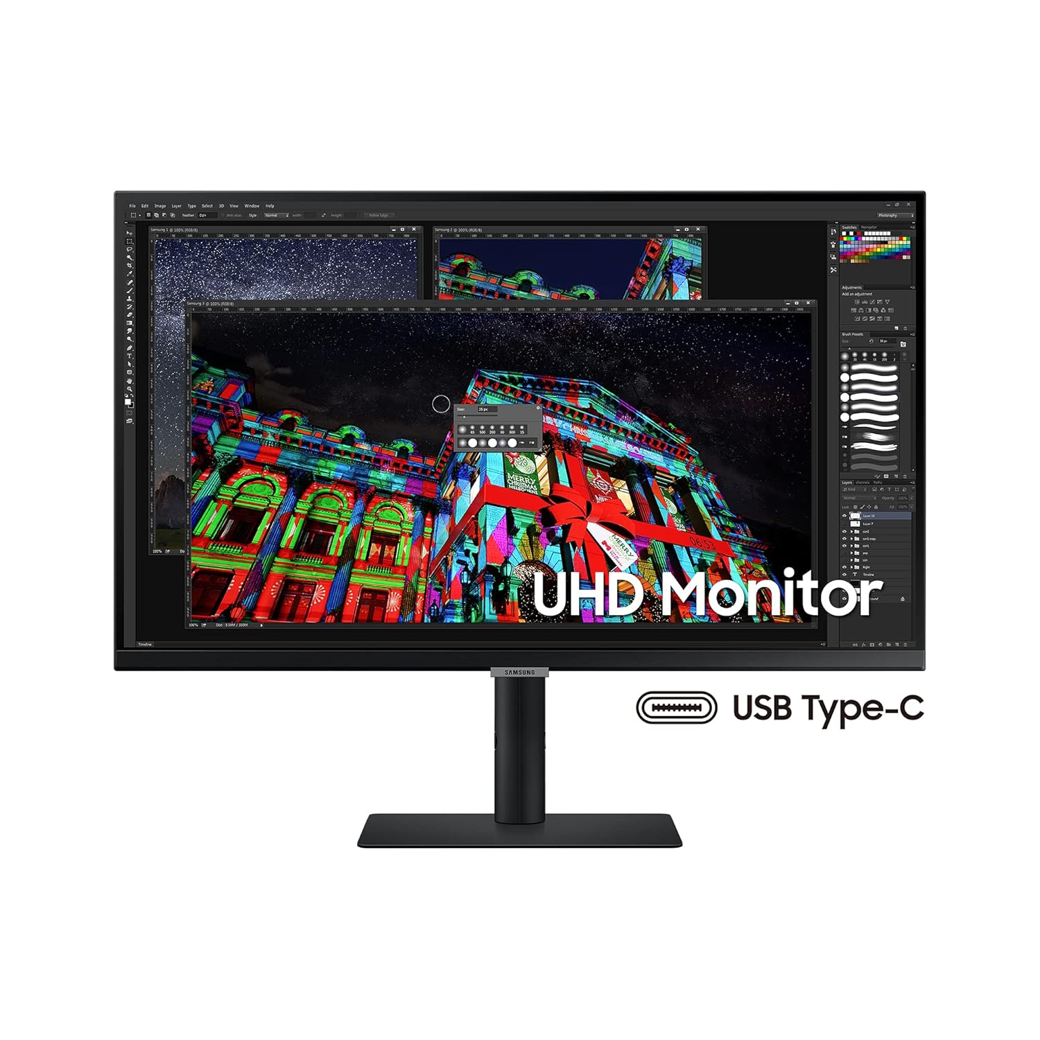Samsung 8 Series 68.4 cm (27 inch) 4K UHD (3840x2160) Computer Monitor, IPS Panel, USB-C, HDR10 (1 Billion Colors), Height Adjustable Stand, Energy Star, Intelligent Eye Care LS27A800UJWXXL (Black)