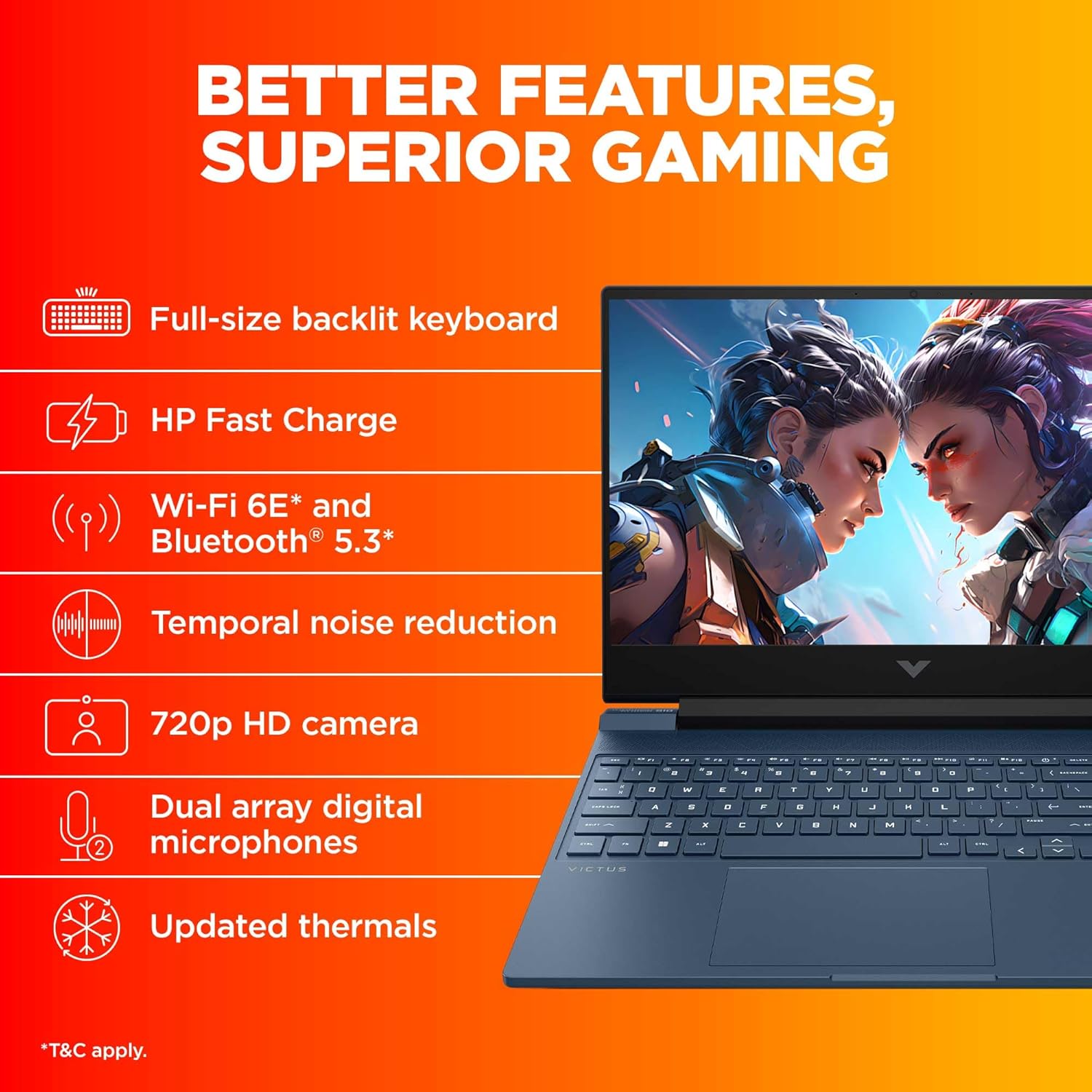 HP Victus Gaming Laptop, Intel Core i5-12450H,15.6 inch(39.6cm),Anti-Glare,FHD,16GB RAM DDR4,512GB SSD,4GB RTX 3050 GPU,Win 11,MSO,Blue, 2.37kg,15-fa0333TX
