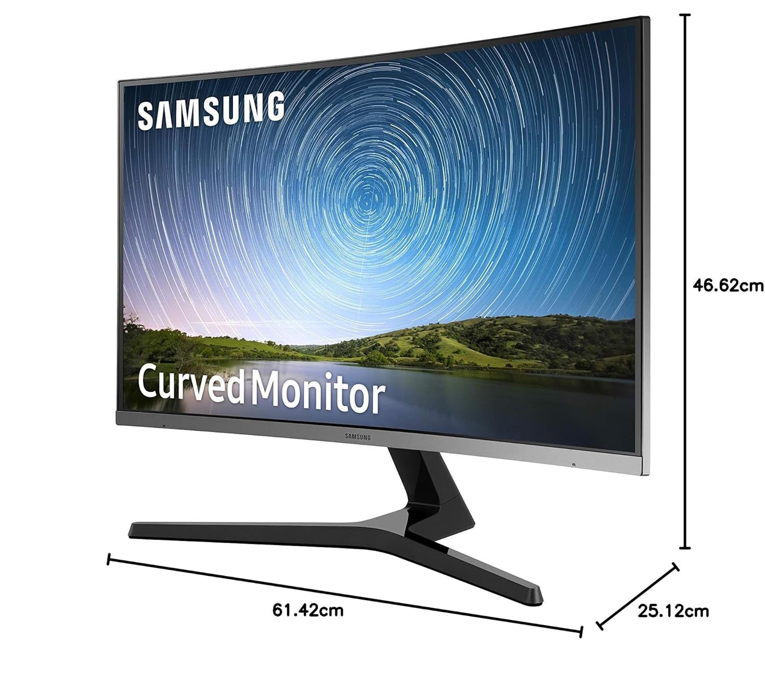 Samsung 27-Inch(68.5cm) FHD, 1800R Curved 1,920 X 1,080 LED Monitor, VA Panel, Slim Design, AMD Freesync, Flicker Free, HDMI, Audio Port (LC27R500FHWXXL, Dark Blue Gray)