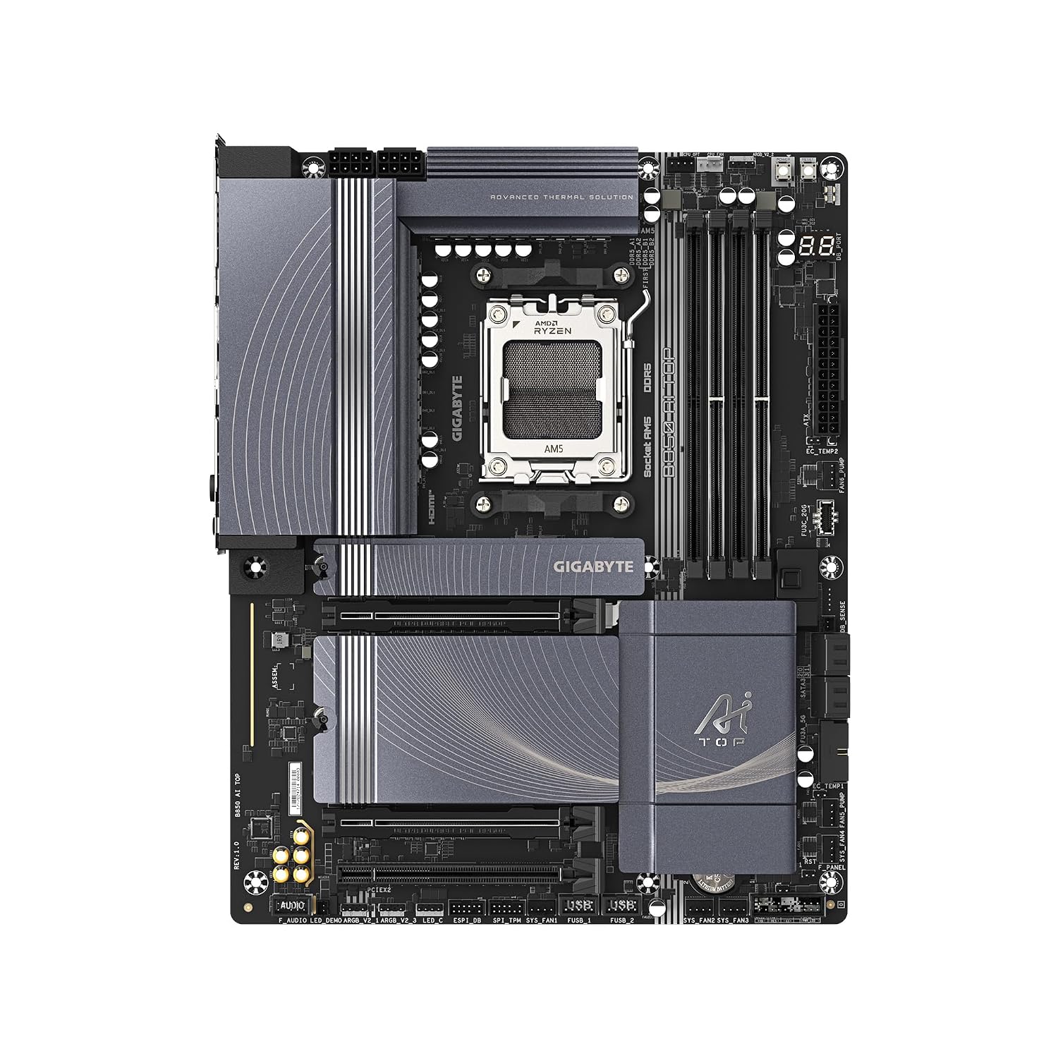 GIGABYTE B850 AI TOP AMD AM5 LGA 1718 Motherboard, ATX, DDR5, 3X M.2, PCIe 5.0, USB-C, WIFI7, 10GbE LAN, EZ-Latch, 5-Year Warranty