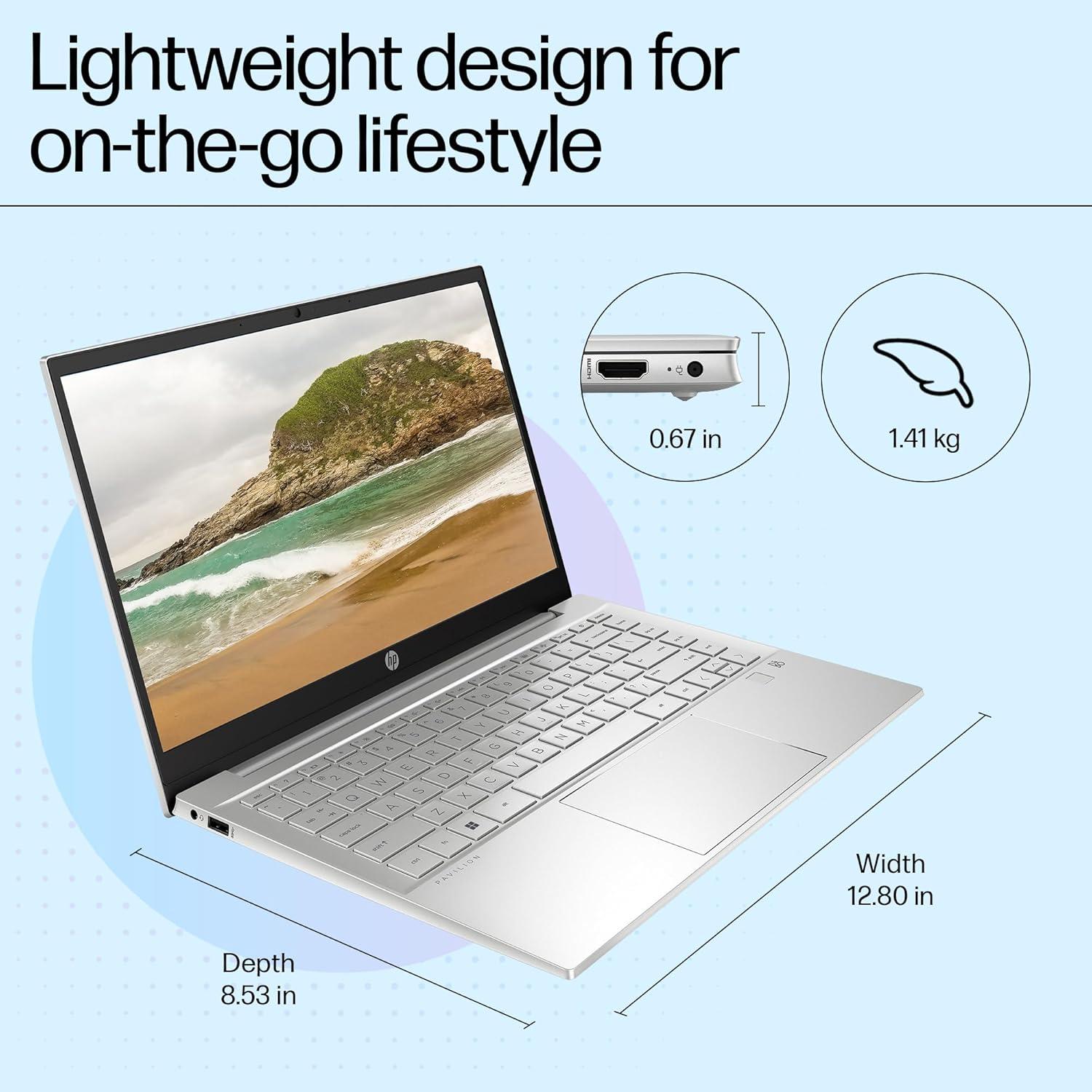 HP Pavilion 14, 12th Gen i5-1235U, 14-inch (35.6 cm) FHD, Anti-Glare, 16GB DDR4, 1TB SSD, Intel Iris Xe Graphics, B&O, FPR, Backlit KB (Win 11,MSO, Natural Silver, 1.41 kg), 14-dv2153TU
