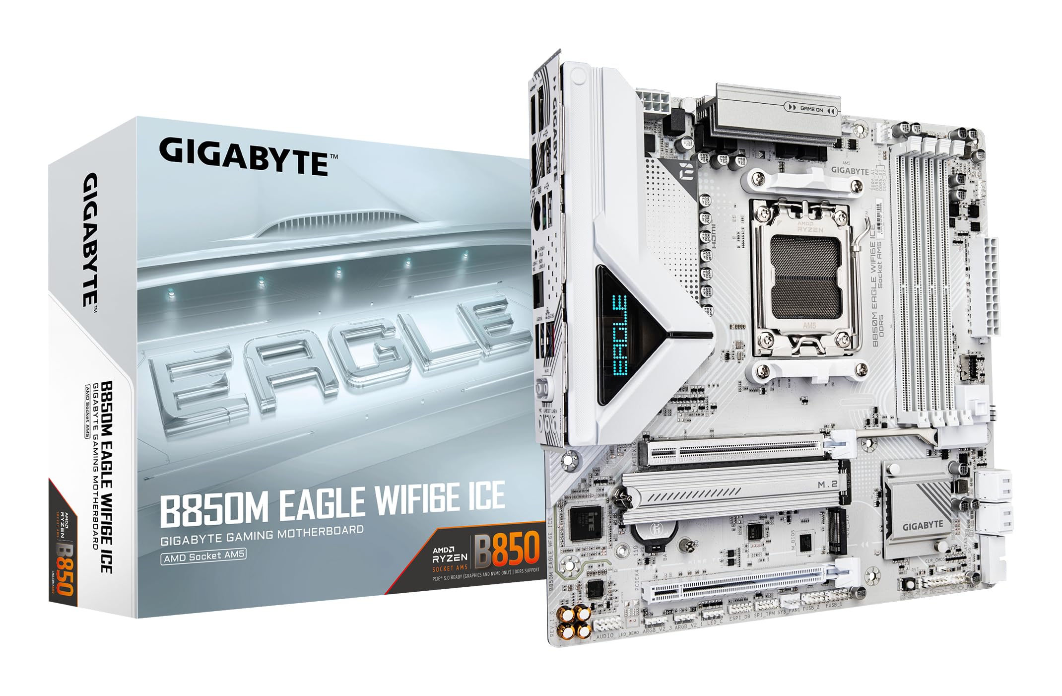 GIGABYTE B850M AORUS Elite WIFI6E Motherboard - AMD Ryzen 9000 Series CPUs, 12+2+2 Phases Digital VRM, up to 8200MHz DDR5 (OC), 1xPCIe 5.0 + 1xPCIe 4.0 M.2, WiFi 6E, 2.5GbE LAN, USB 3.2 Gen 2