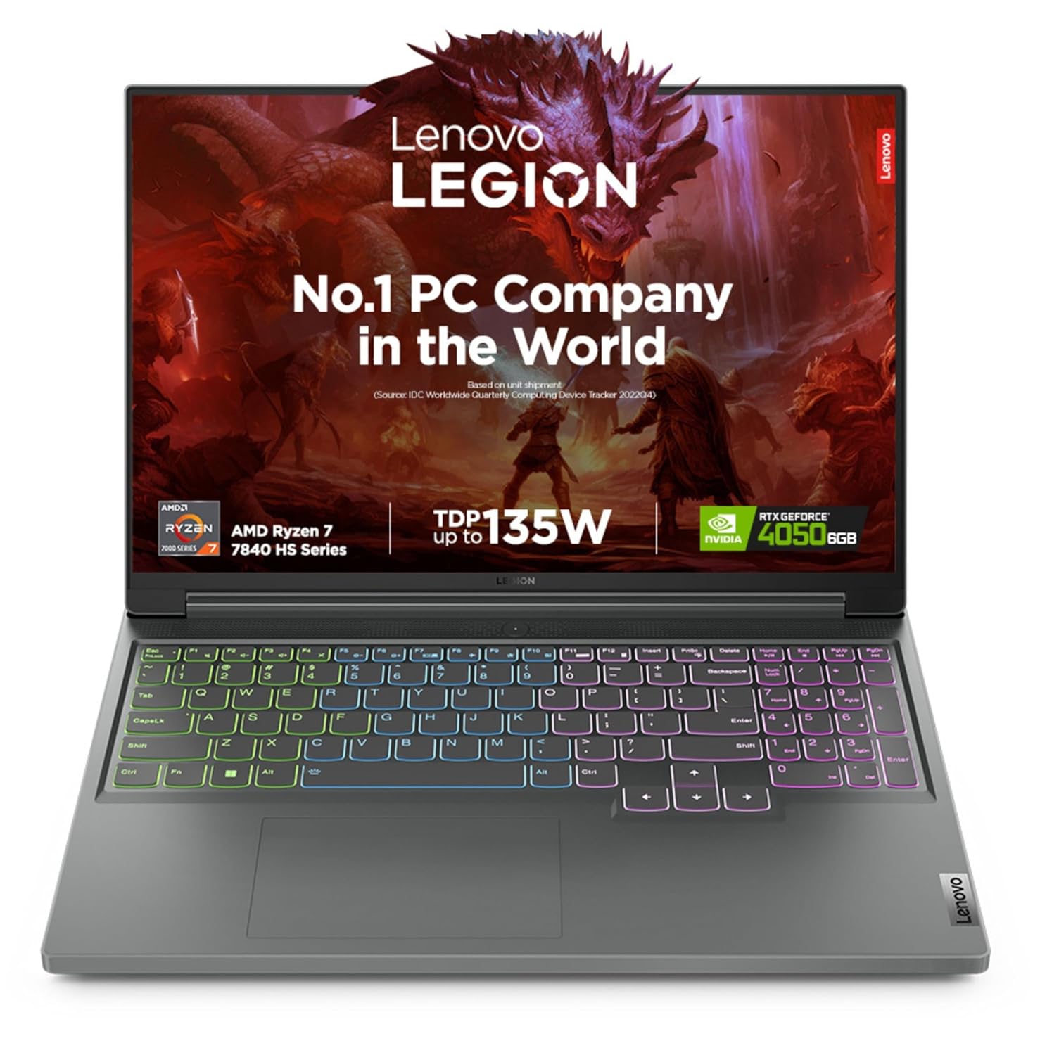 Lenovo Legion Slim 5 AI Powered Ryzen 7 7840HS | AMD NVIDIA RTX 4050 6GB (16GB RAM/512GB SSD/16 Inches (40.64cm)/144Hz/Windows 11/MS Office 21/3 Month Game Pass/Grey/2.4Kg), 82Y9009KIN Gaming Laptop