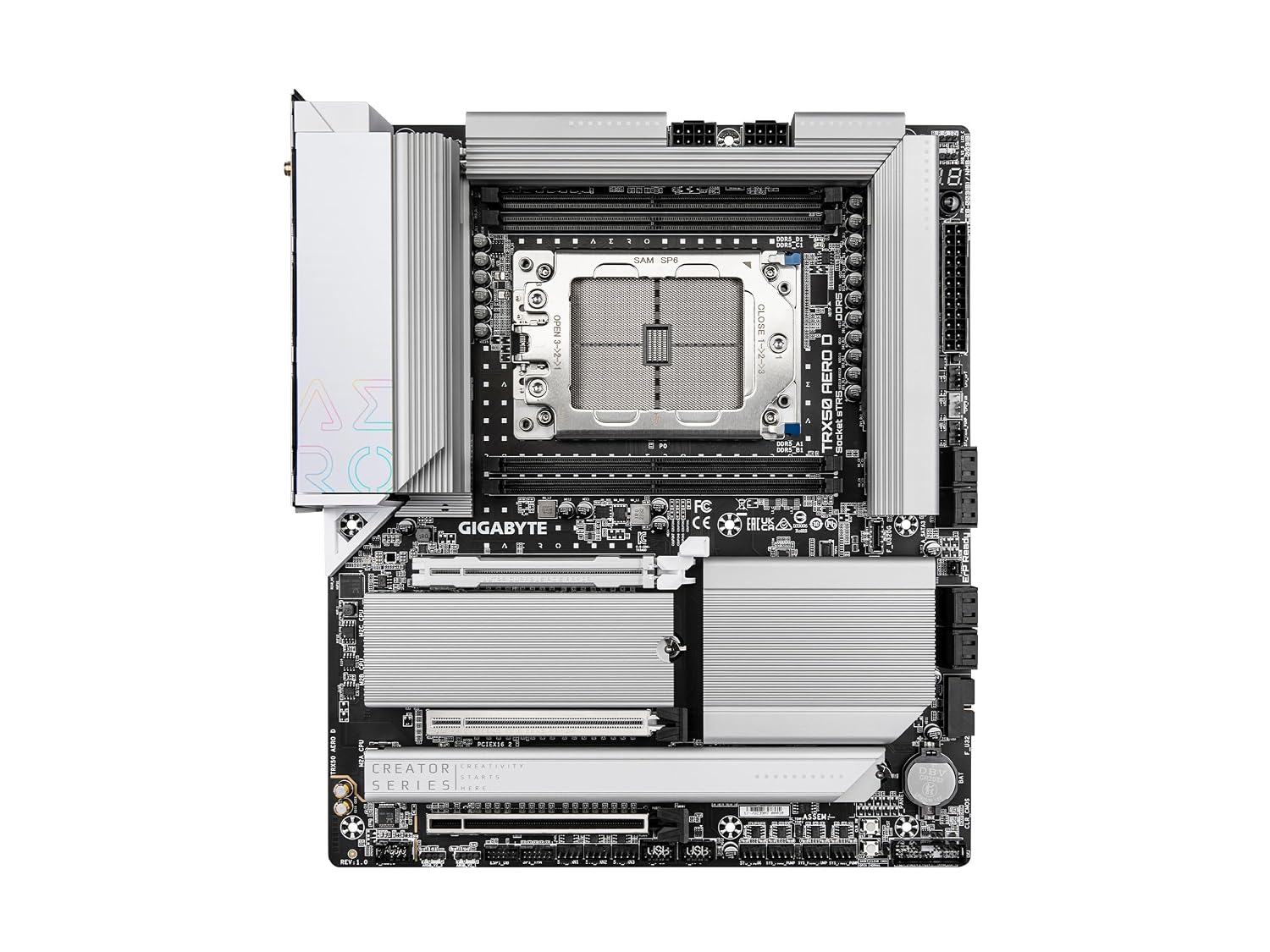 GIGABYTE TRX50 AERO D Motherboard Supports AMD Ryzen™ Threadripper™ PRO 7000 Series/Ryzen™ Threadripper™ 7000 Series Processors, 4*SMD R-DIMMs with AMD EXPO™ & Intel® XMP Memory Module Support