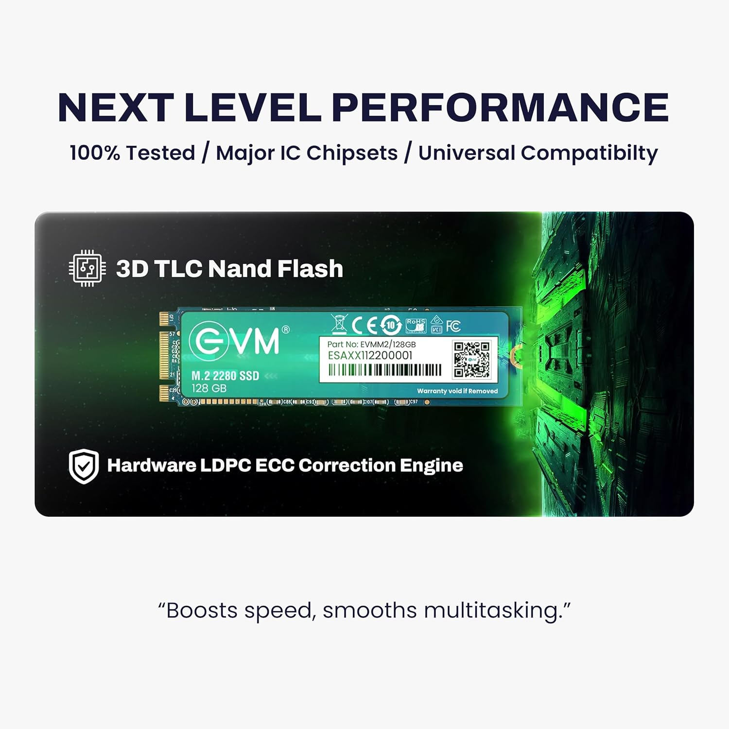 EVM 128GB M.2 (2280) SATA Internal SSD - 520MB/s Read & 370MB/s Write - 5-Year Warranty (EVMM2/128GB)