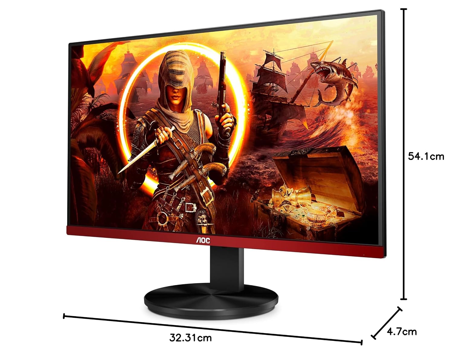 AOC G2490Vx 24 Inch Borderless Full HD Gaming Monitor, Gaming LED Monitor, 144Hz Refresh Rate, FreeSync Premium, 1ms Response Time