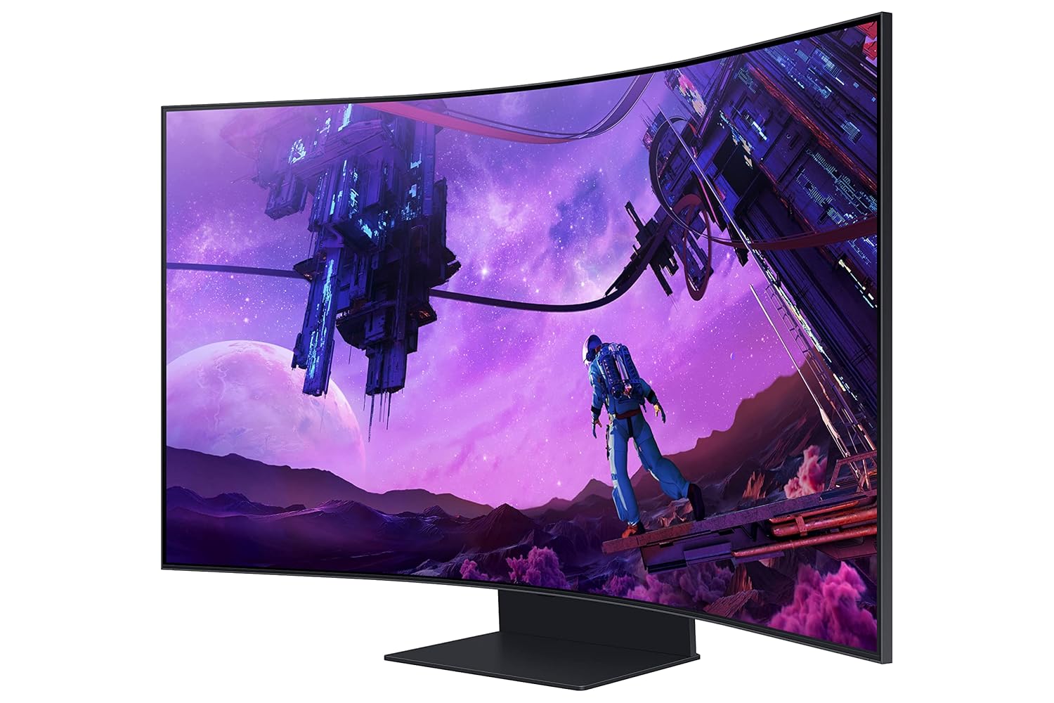 Samsung 55" Odyssey Ark, 4K UHD, 165 Hz, 1 Ms, 1000R Curved Gaming Monitor, Cockpit Mode, Mini-LED, Matte Display, Sound Dome, AMD FreeSync Premium Pro, Gaming Hub (LS55BG970NWXXL, Black)