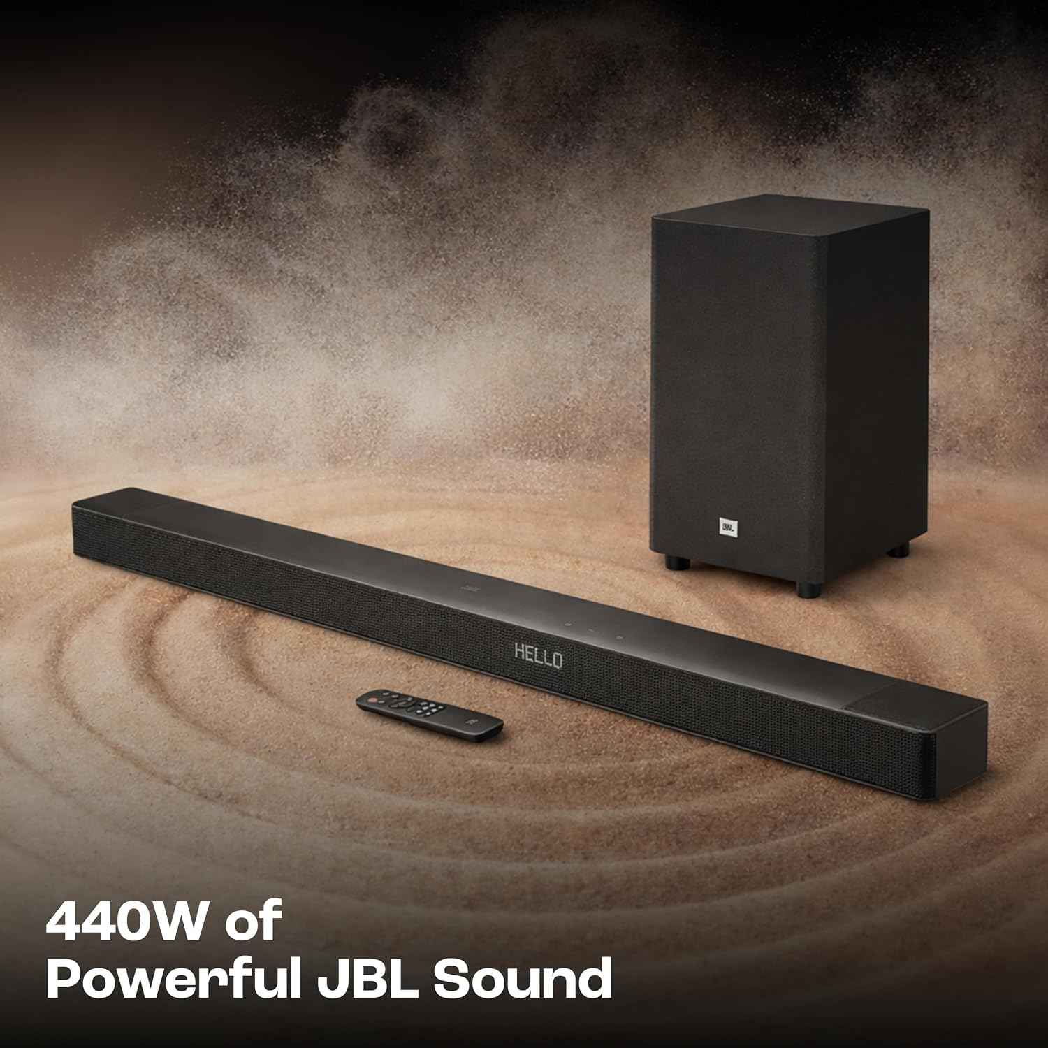 JBL New Launch Cinema SB595 5.1 (3.1.2) Channel Soundbar with True Dolby Atmos®, Wireless Subwoofer, HDMI eARC, Bluetooth Streaming, Centre Channel for Clear Dialogue, 440W