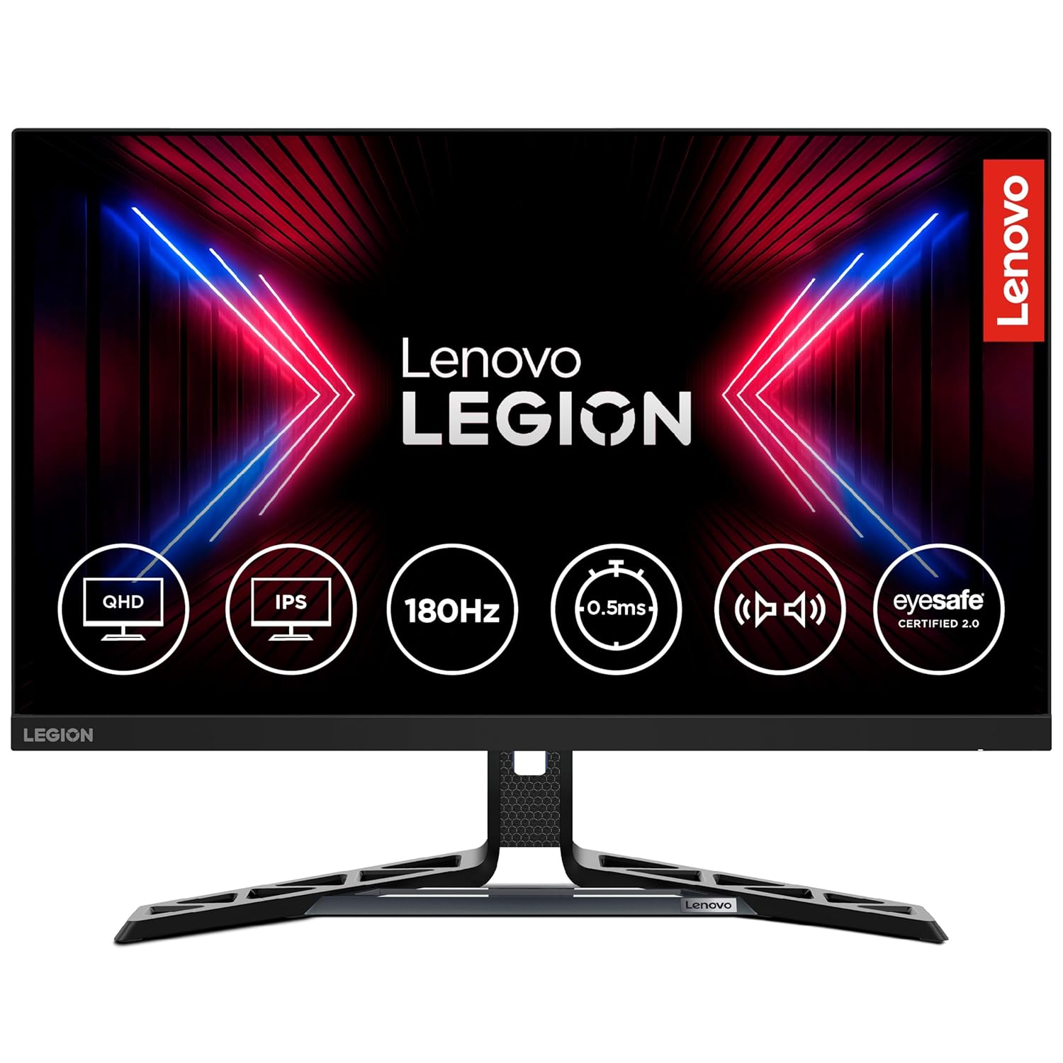 Lenovo Legion R27q-30 | 27 Inch (68.58cm) 180Hz 2K QHD Gaming Monitor | 0.5ms, AMD FreeSync, 99%sRGB, 90% DCI-P3, 3Wx2 Speaker, 2xHDMI, 1xDP|Tilt, Swivel, Pivot, Height Adjust Stand, Black, 67B4GAC1IN