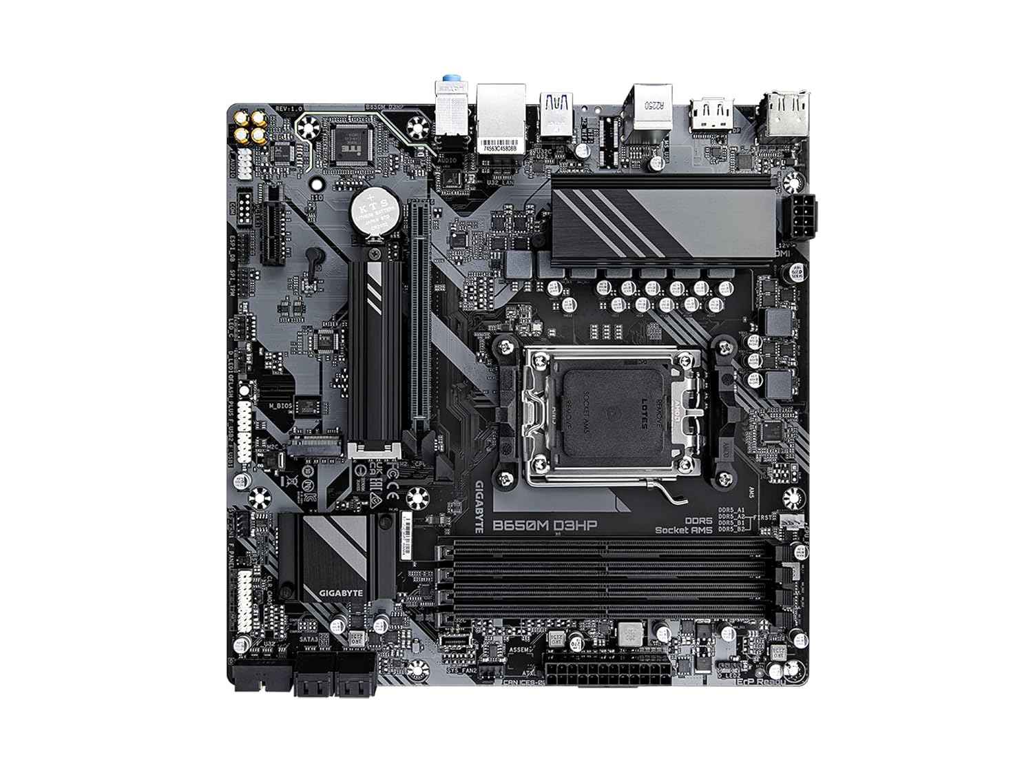 GIGABYTE B650M D3HP (AM5/ LGA 1718/ AMD/ B650/ Micro ATX/ 5-Year Warranty/ DDR5/ 2X PCIe 4.0 M.2/ PCIe 4.0/ USB 3.2 Gen2 Type-C/ 2.5GbE LAN/Motherboard)