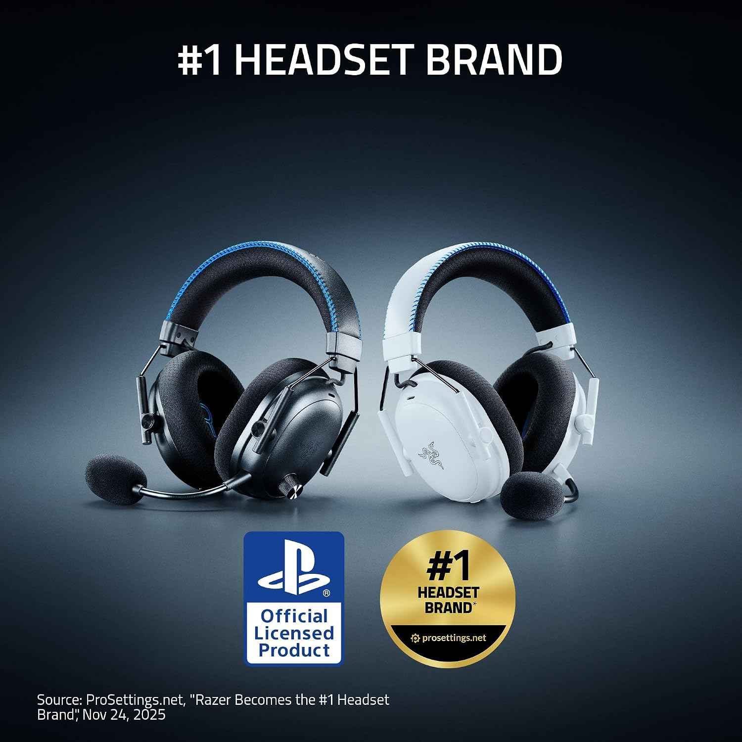 Razer BlackShark V3 Pro Wireless ANC PlayStation Gaming Headset, Black | Full Band Mic, 50mm Drivers, 2.4 GHz, Bluetooth, 3.5mm, Works with PC, Mac, Nintendo Switch, Smartphone, 70 Hr Battery