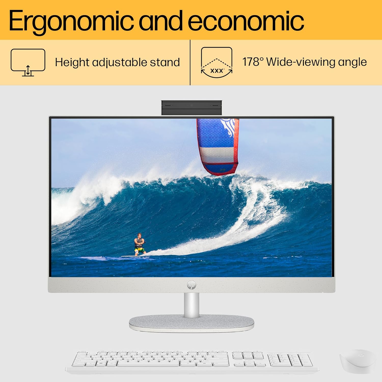 HP Aio Pc 13Th Gen Intel Core I5-1335U,23.8Inch(60.5 Cm) Fhd,Touch,Anti-Glare (16 Gb Ddr4,1Tb Ssd,Wireless Keyboard & Mouse Combo,Fhd Ir Tilt Privacy Camera) Win 11,5.53Kg,24-Cr0410In-Windows 11 Home - Zapnet.in