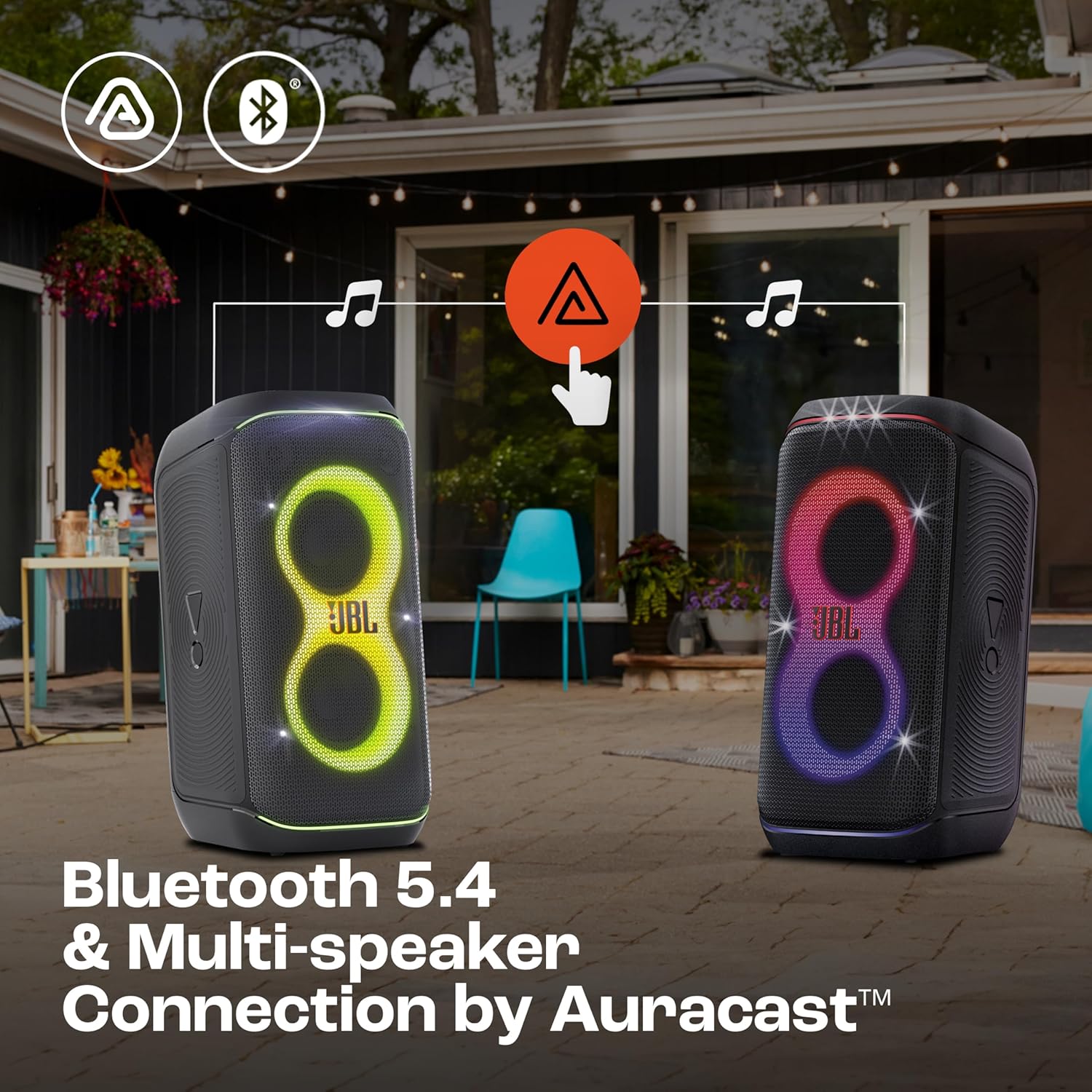 JBL Partybox 120 Wireless Bluetooth 160W Party Speaker, AI Sound Boost, Futuristic Light Show, Upto 12Hrs Playtime,Multispeaker Connection by Auracast, Guitar & Mic Input, Splashproof (Black) - Zapnet.in