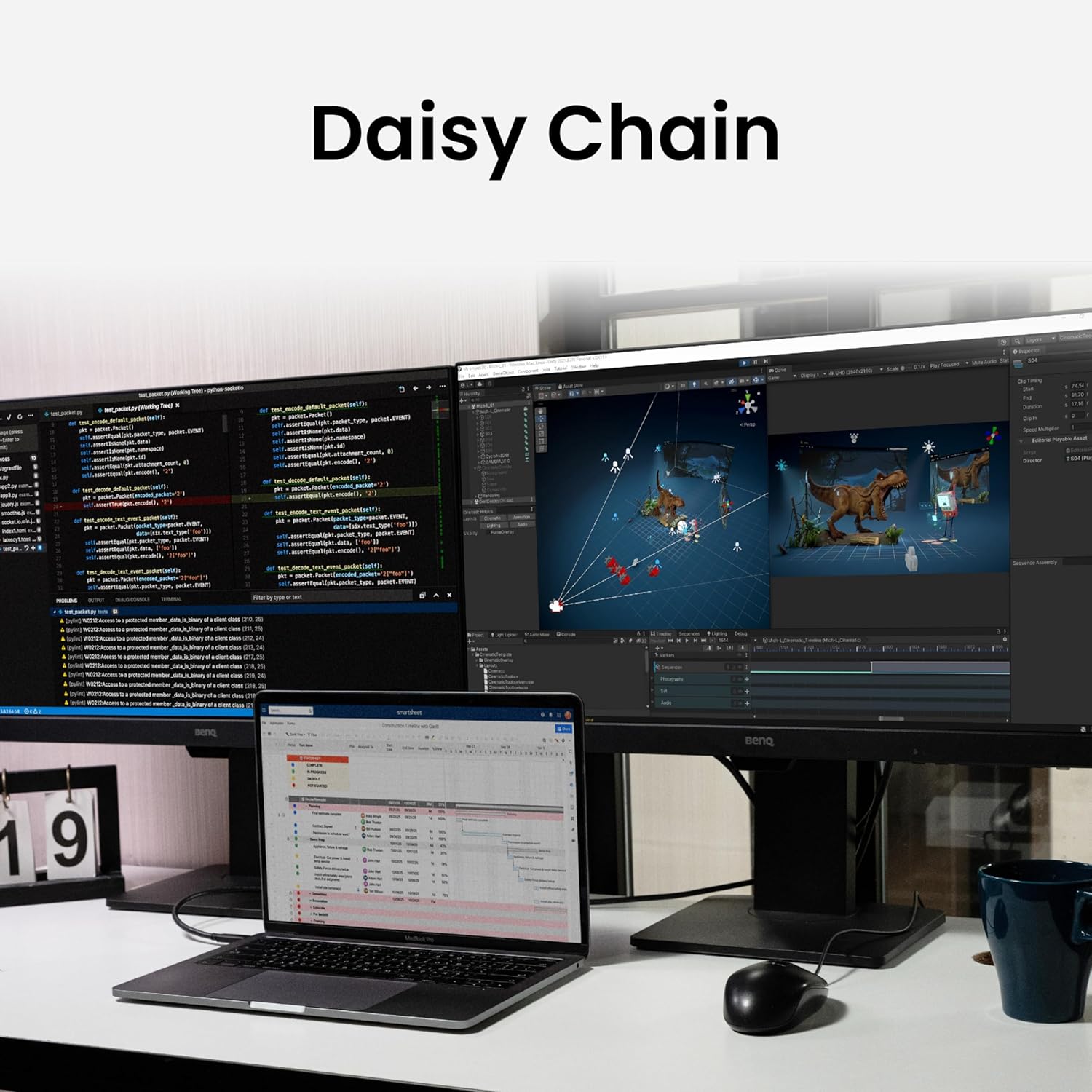 BenQ GW2485TC 24 inch (60 cm) IPS Full HD 75Hz Ultra-Slim Bezel Monitor with Height Adjustment, Eye Care, Brightness Intelligence, Speakers, USB-C (PD 60W), HDMI, DP, Coding Mode, Daisy Chain (Black)