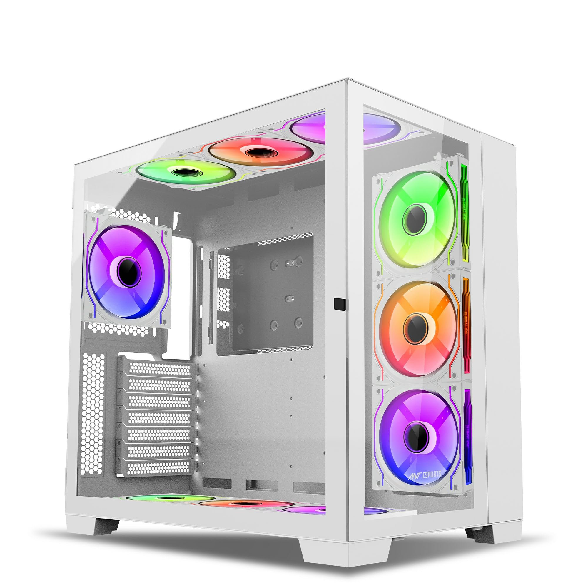 Ant Esports Crystal Z2 Mid-Tower Computer Case/Gaming Cabinet – Black | Support Micro-ATX, Mini-ITX | Pre-Installed 3 ARGB Infinity Mirror Fans