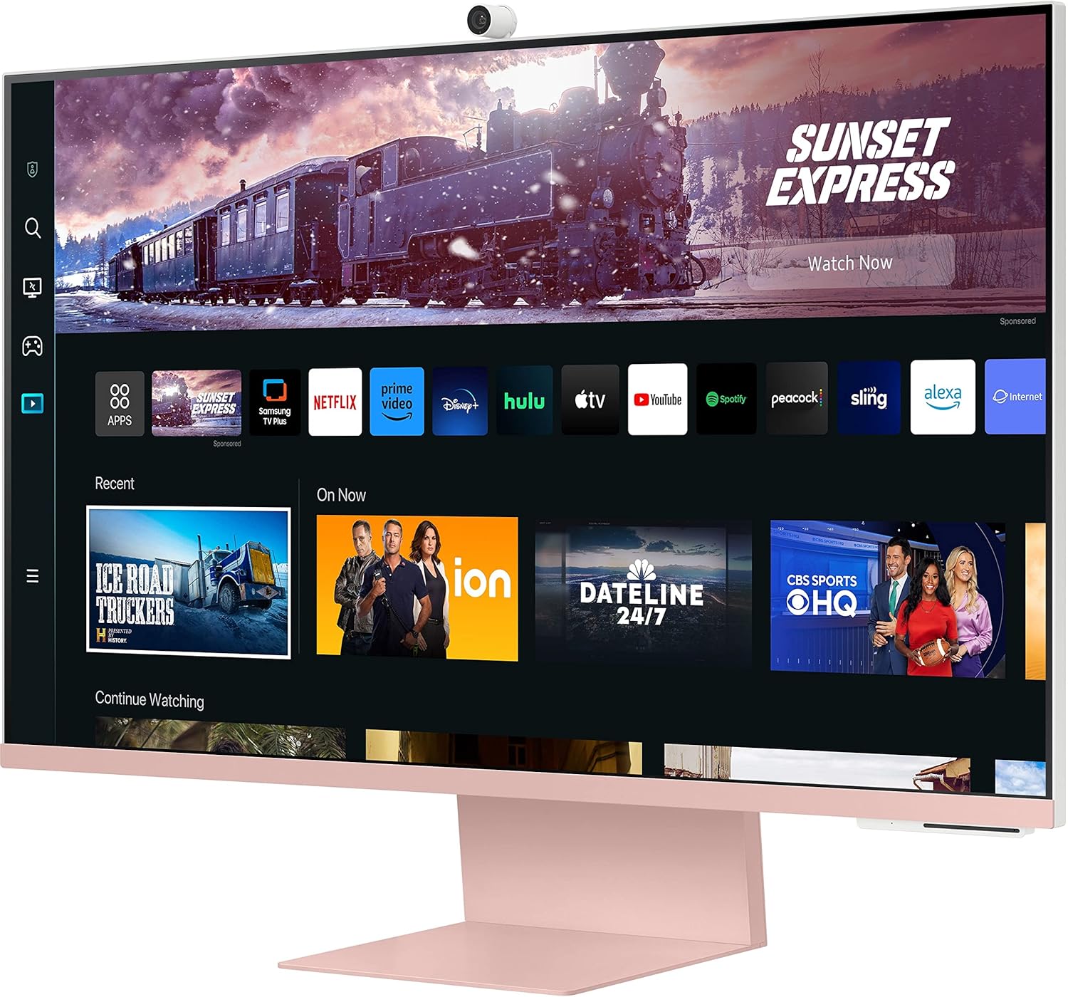 Samsung 32-inch(80cm) M8 4K UHD Smart Monitor, Mouse & Keyboard Control, HAS, Pivot, Type-C, Smart TV apps, Office 365, Dex, Apple Airplay, BT, IOT, Speakers, Remote (LS32CM80PUWXXL, Pink)