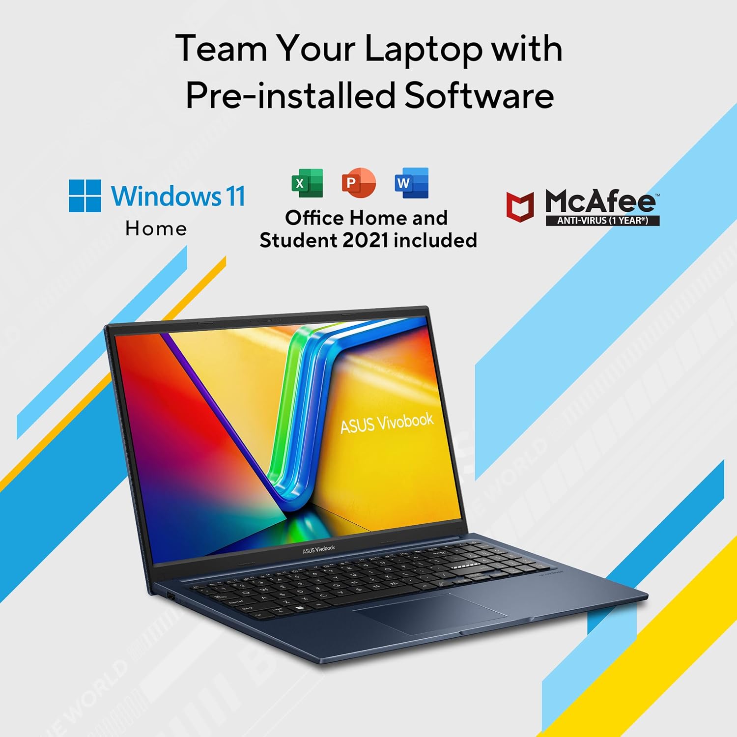 ASUS Vivobook 15 X1504ZA-NJ321WS Intel®Core™ i3-1215U / 8GB DDR4 / 512GB PCIe® 3.0 SSD / 15.6-inch/FHD 16:9 / Quiet Blue/Backlit KB/Win 11 Home/MS Office